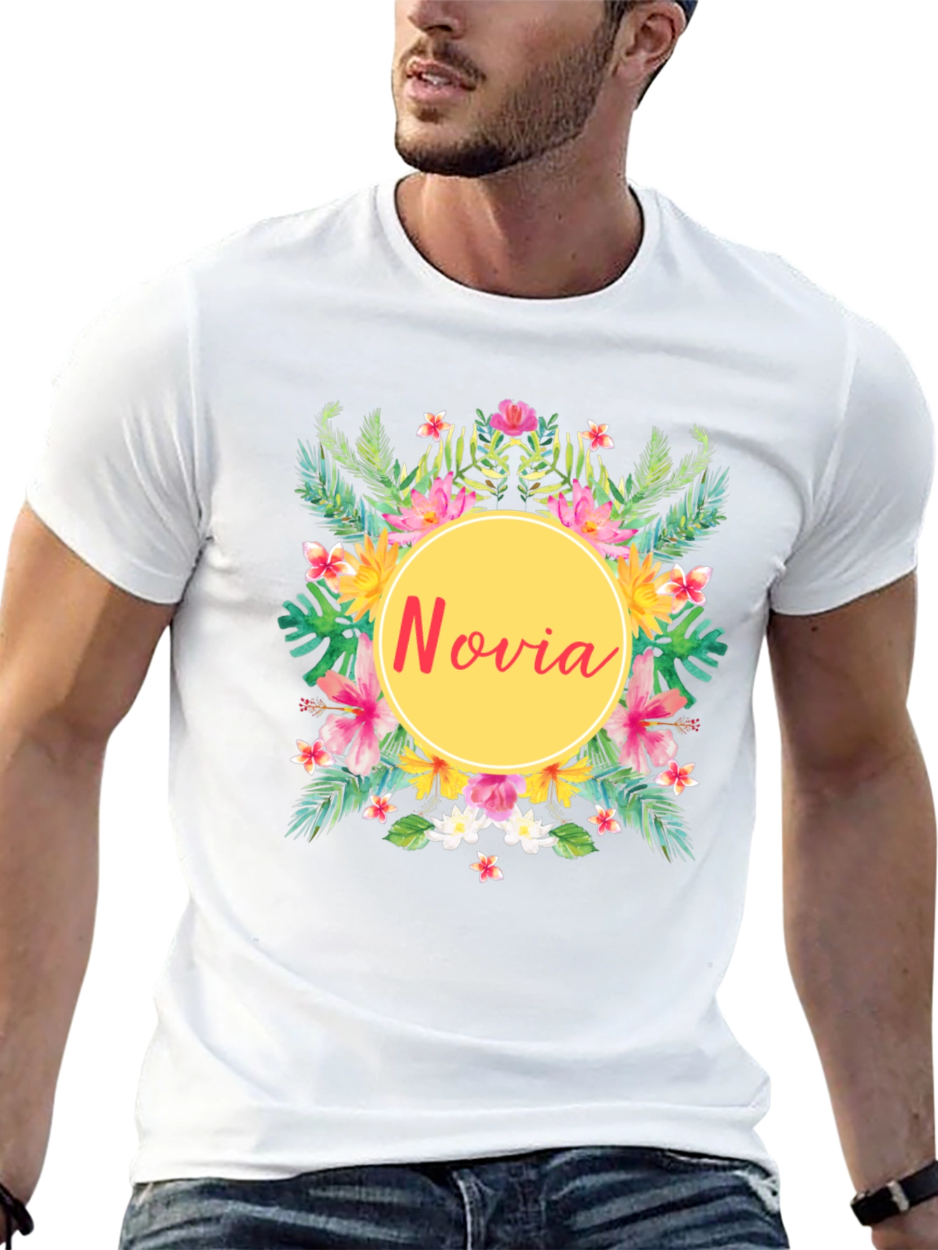 Novia Floral Graphic Tee - Tropical Wedding Shirt