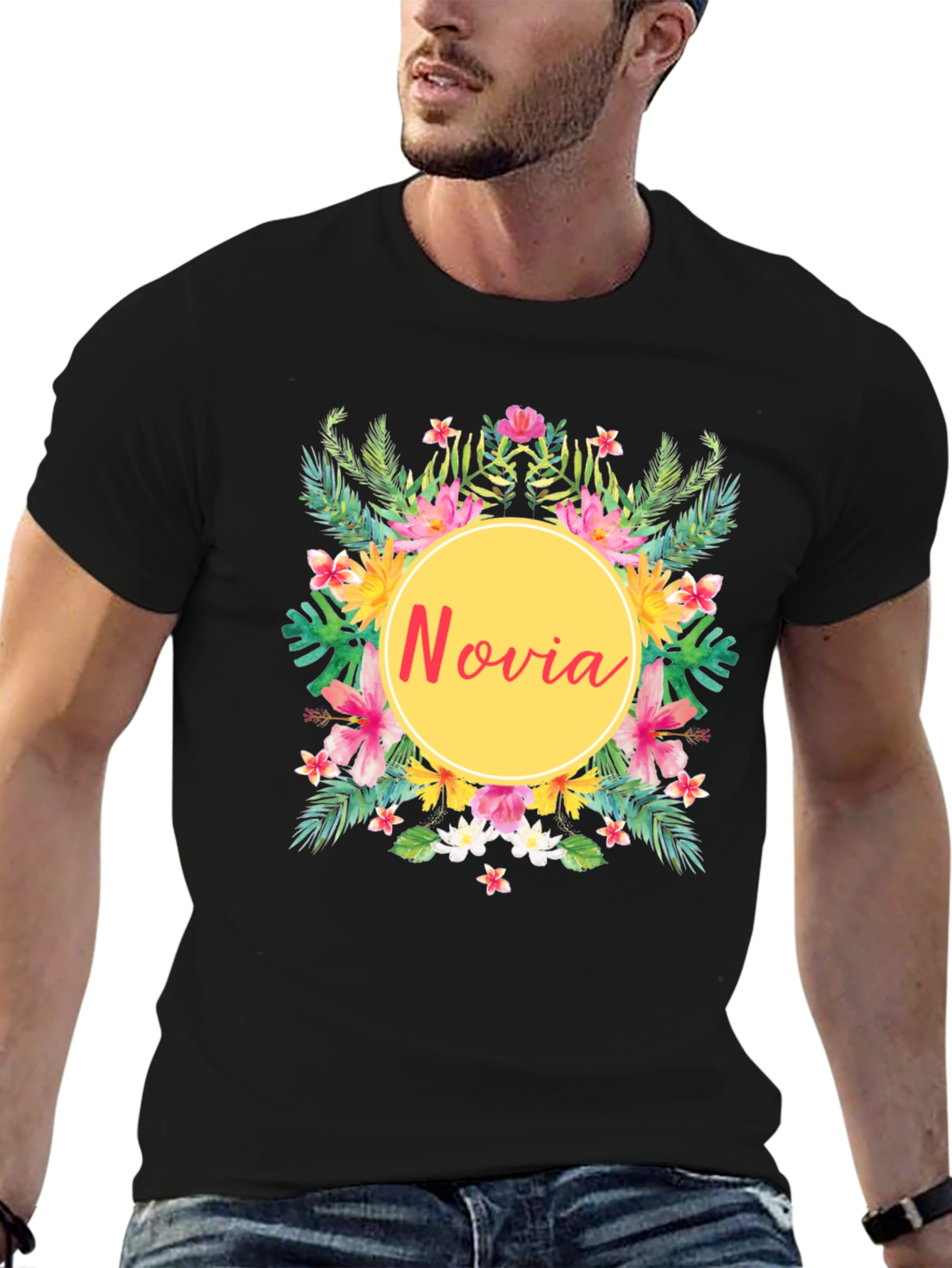 Novia Floral Graphic Tee - Tropical Wedding Shirt