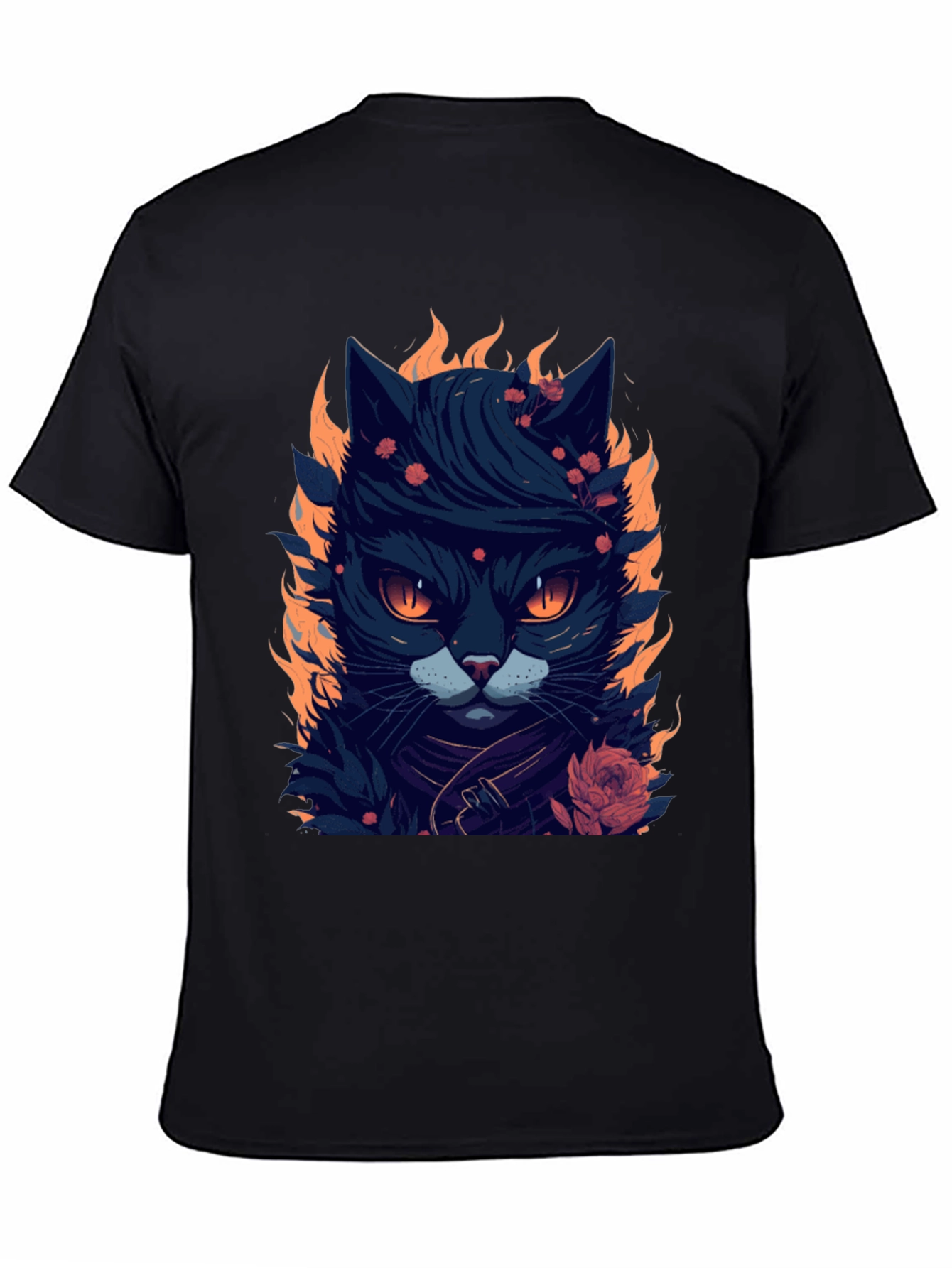 Fiery Feline Graphic Tee - Cool Cat Design