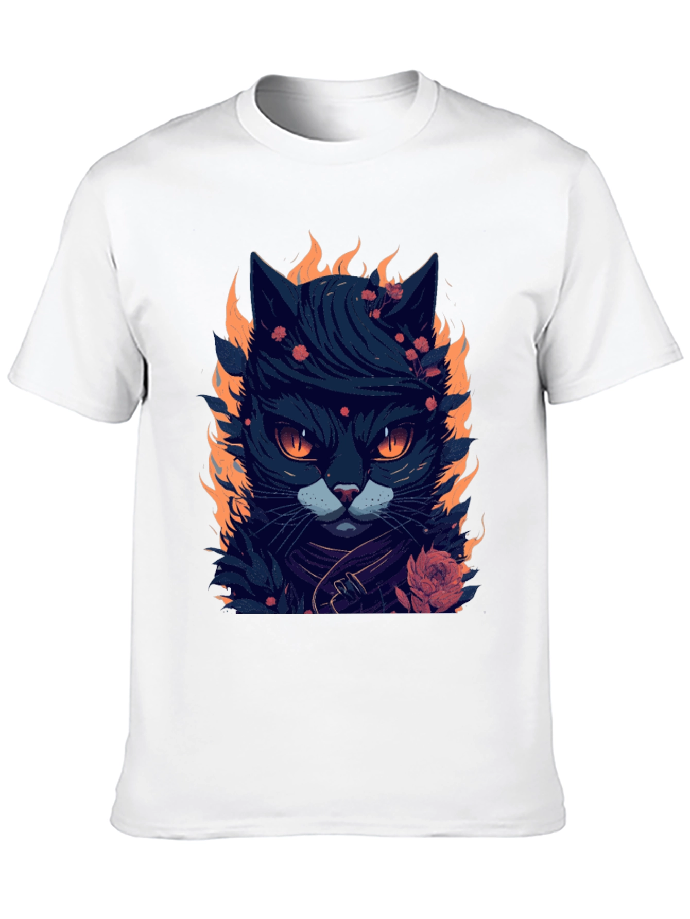 Fiery Feline Graphic Tee - Cool Cat Design