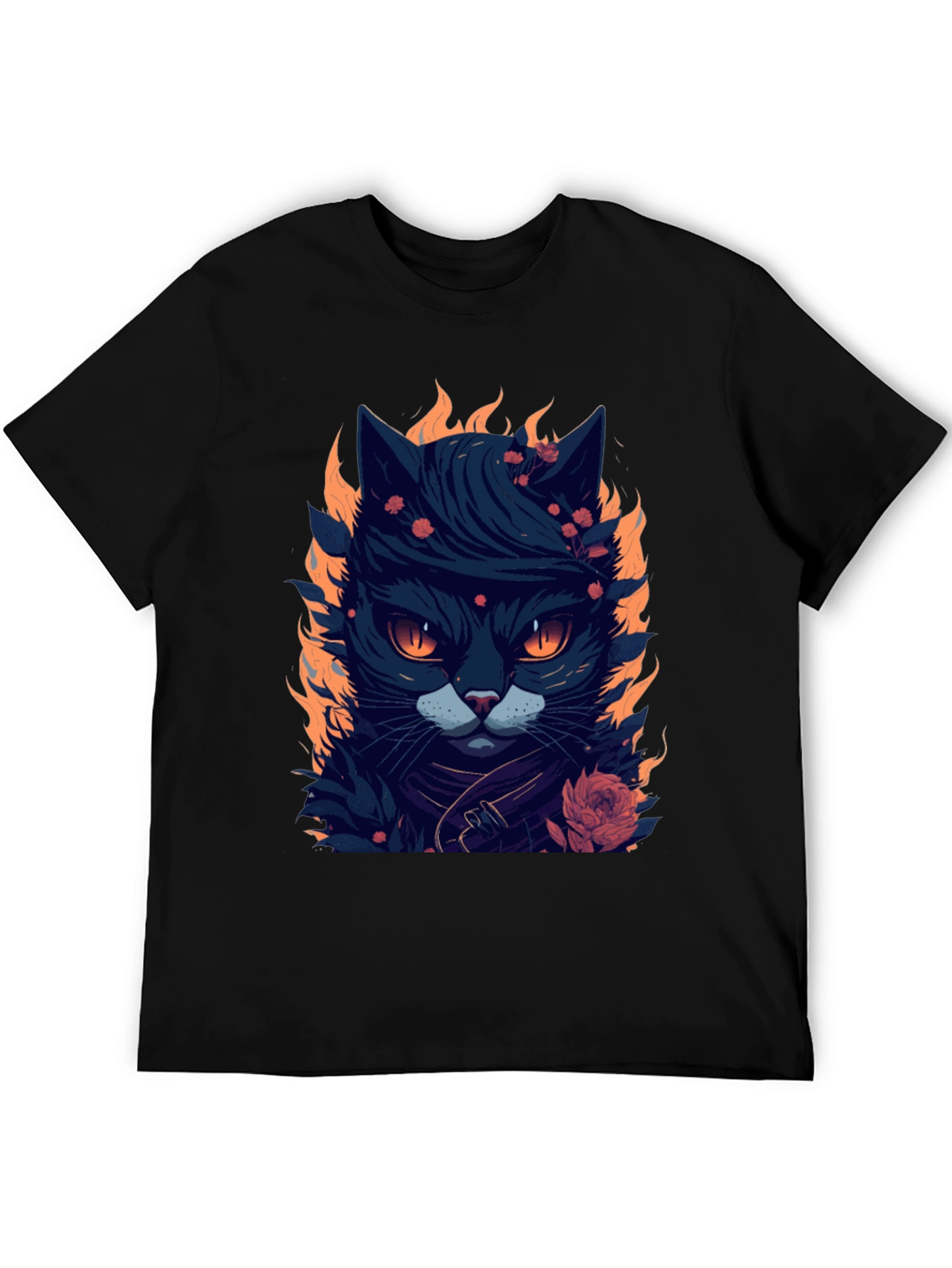 Fiery Feline Graphic Tee - Cool Cat Design