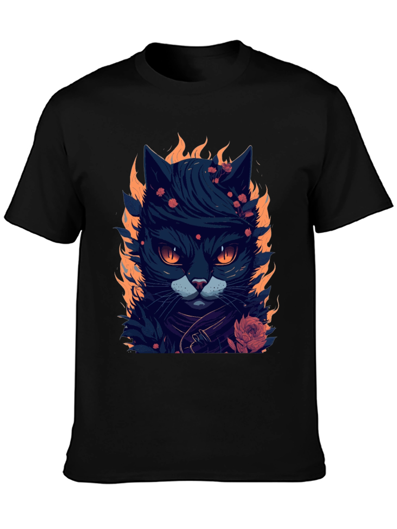 Fiery Feline Graphic Tee - Cool Cat Design