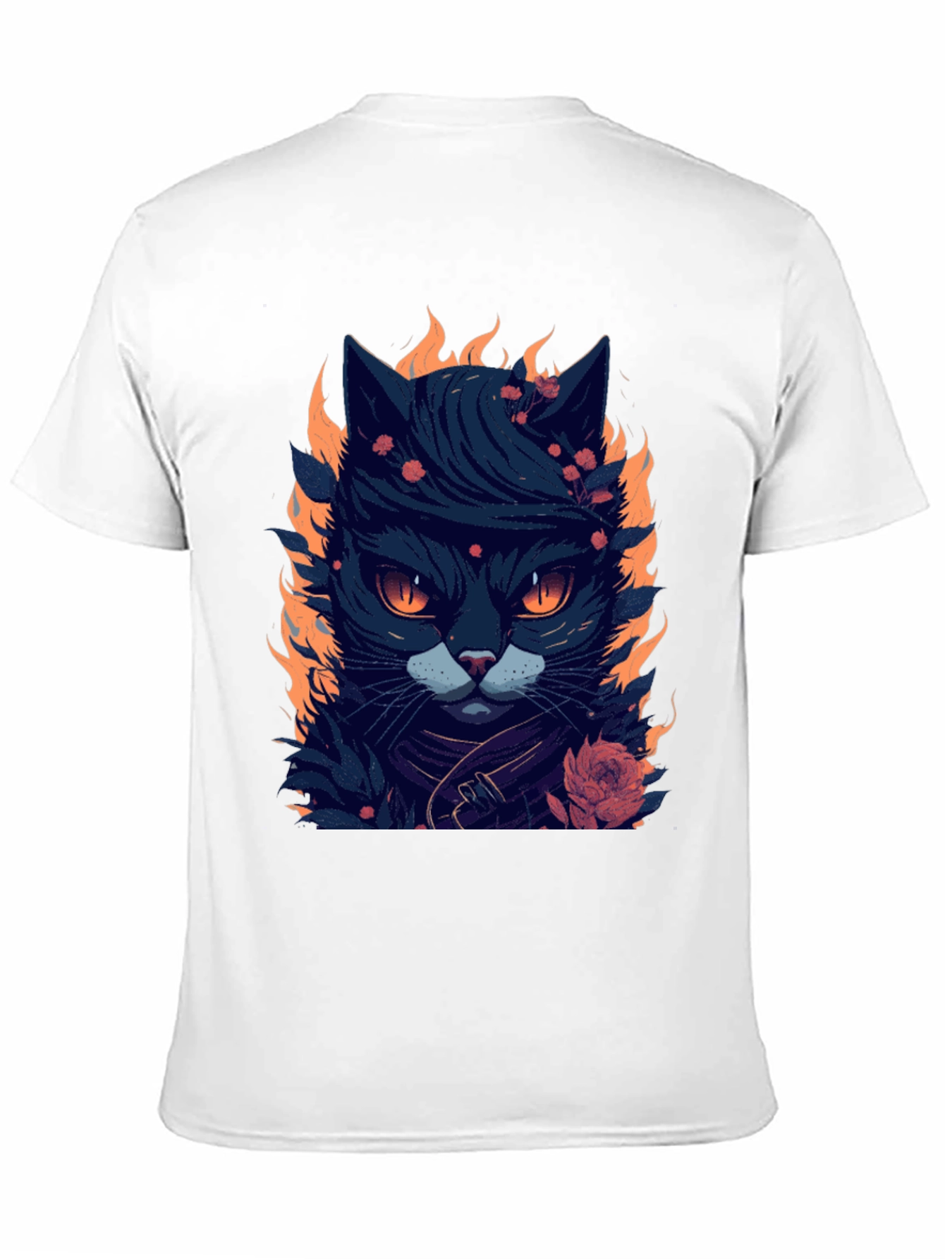 Fiery Feline Graphic Tee - Cool Cat Design