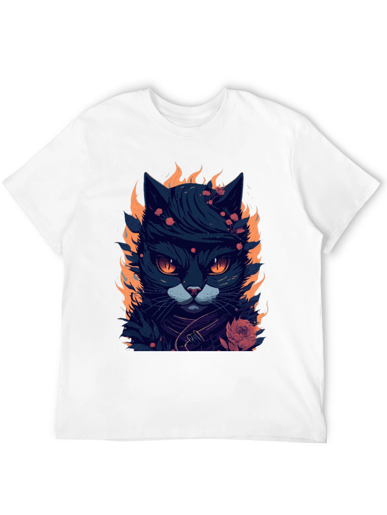 Fiery Feline Graphic Tee - Cool Cat Design