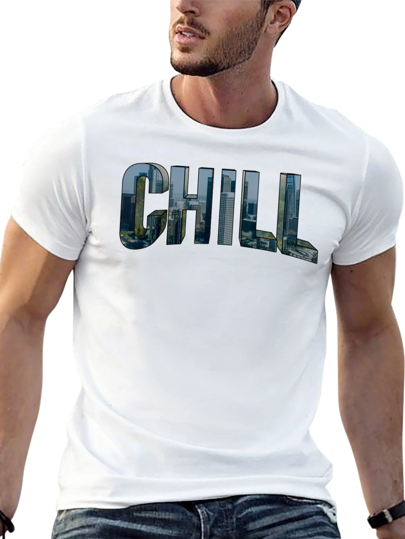 Chill Cityscape Graphic Tee - Black Cotton T-Shirt