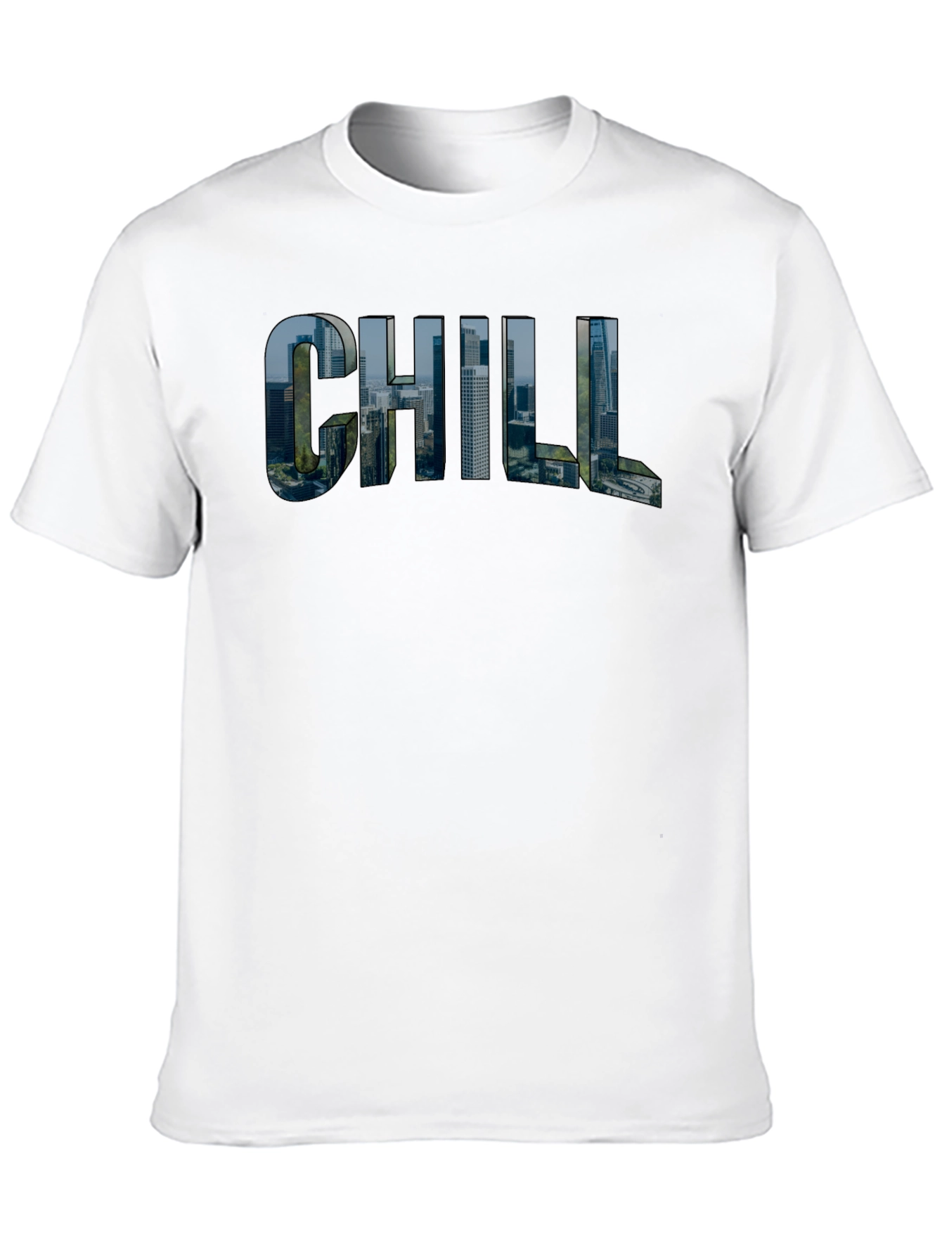 Chill Cityscape Graphic Tee - Black Cotton T-Shirt