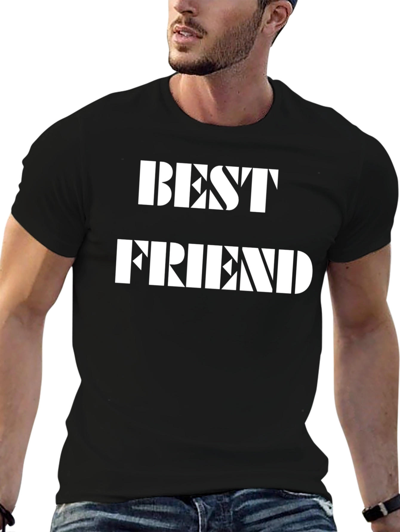 Best Friend Graphic Tee - Black Cotton T-Shirt
