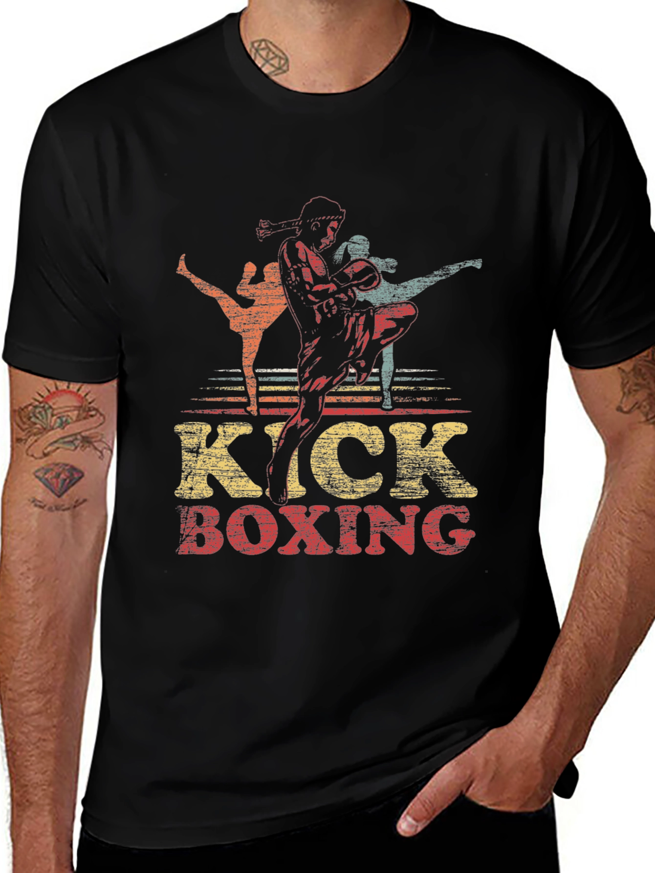 Kick Boxing Graphic Tee - Retro Martial Arts Shirt