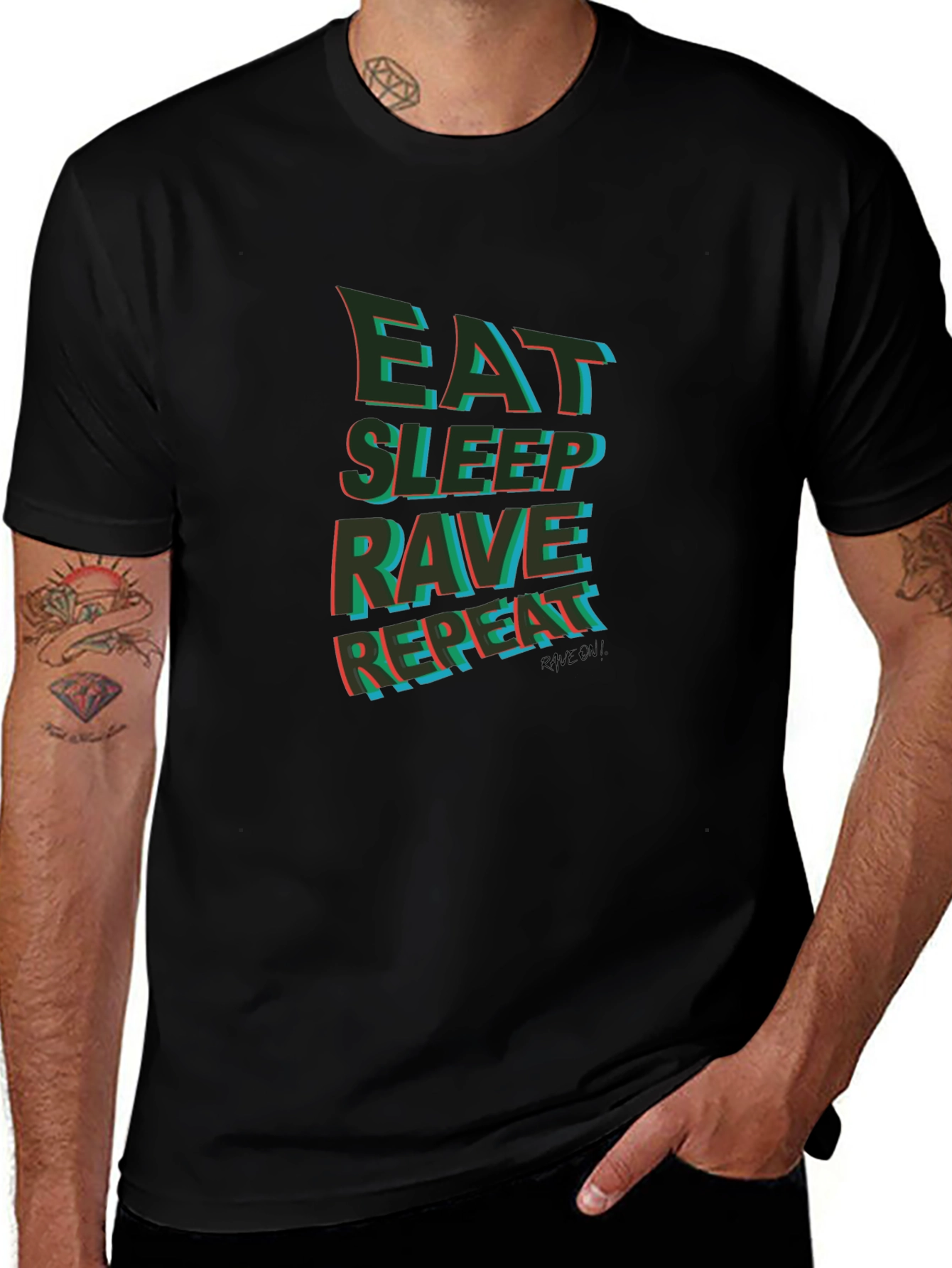 Eat Sleep Rave Repeat Graphic Tee - Black