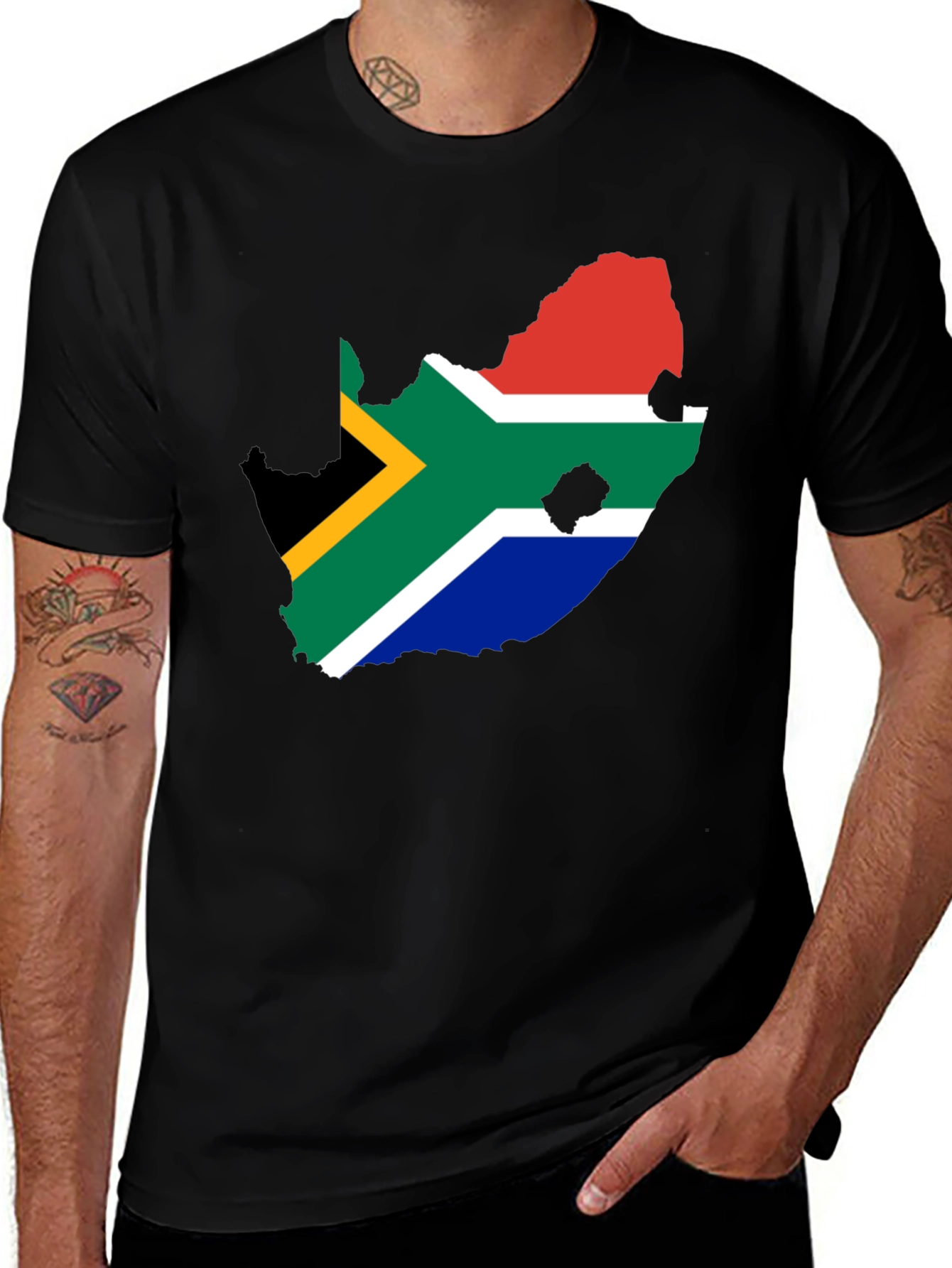 South Africa Flag Map T-Shirt - Black Graphic Tee