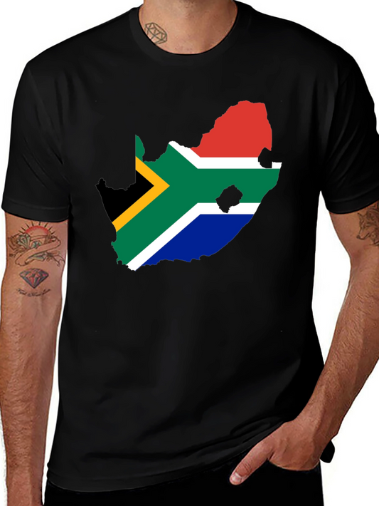 South Africa Flag Map T-Shirt - Black Graphic Tee