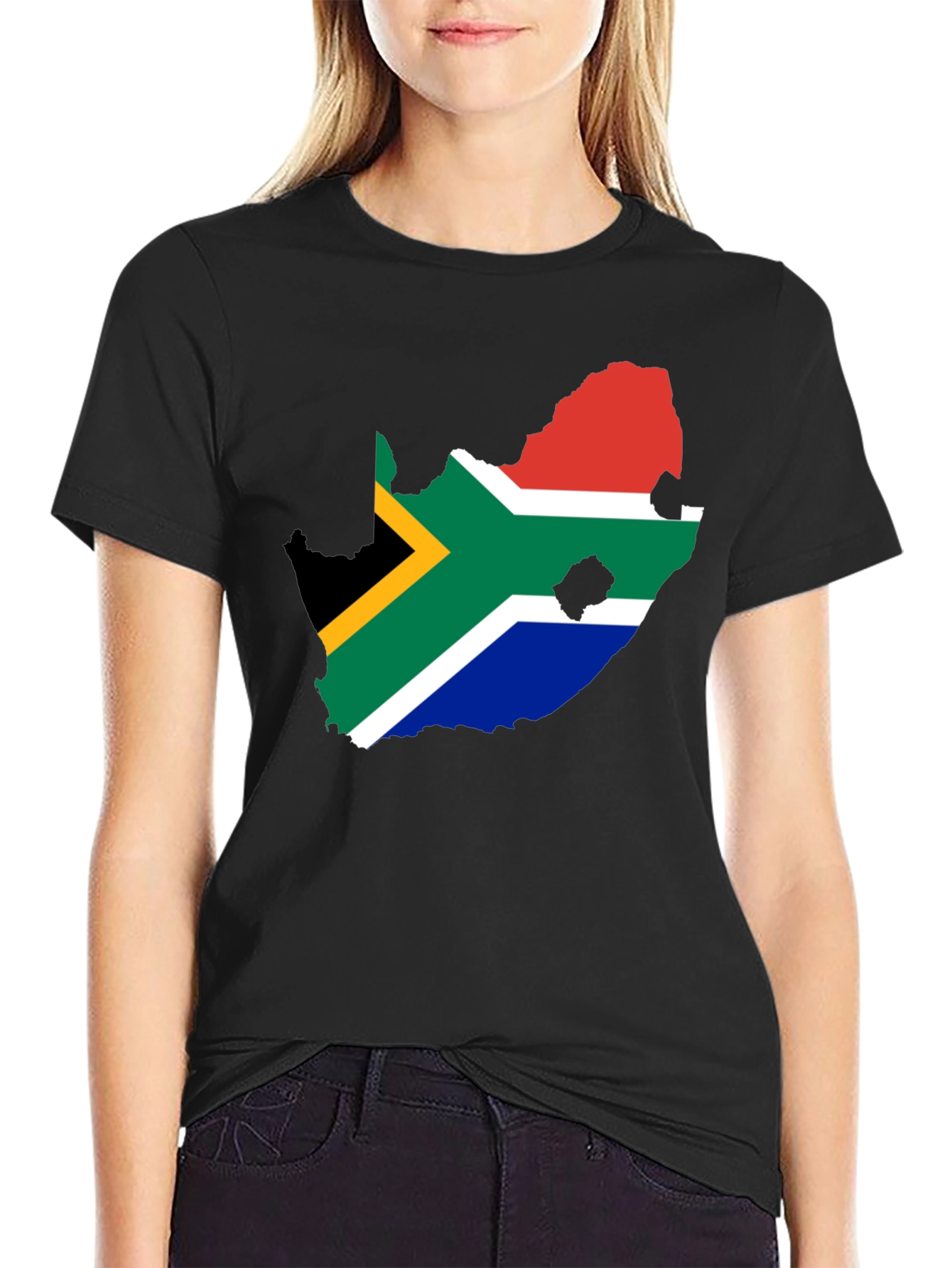 South Africa Flag Map T-Shirt - Black Graphic Tee