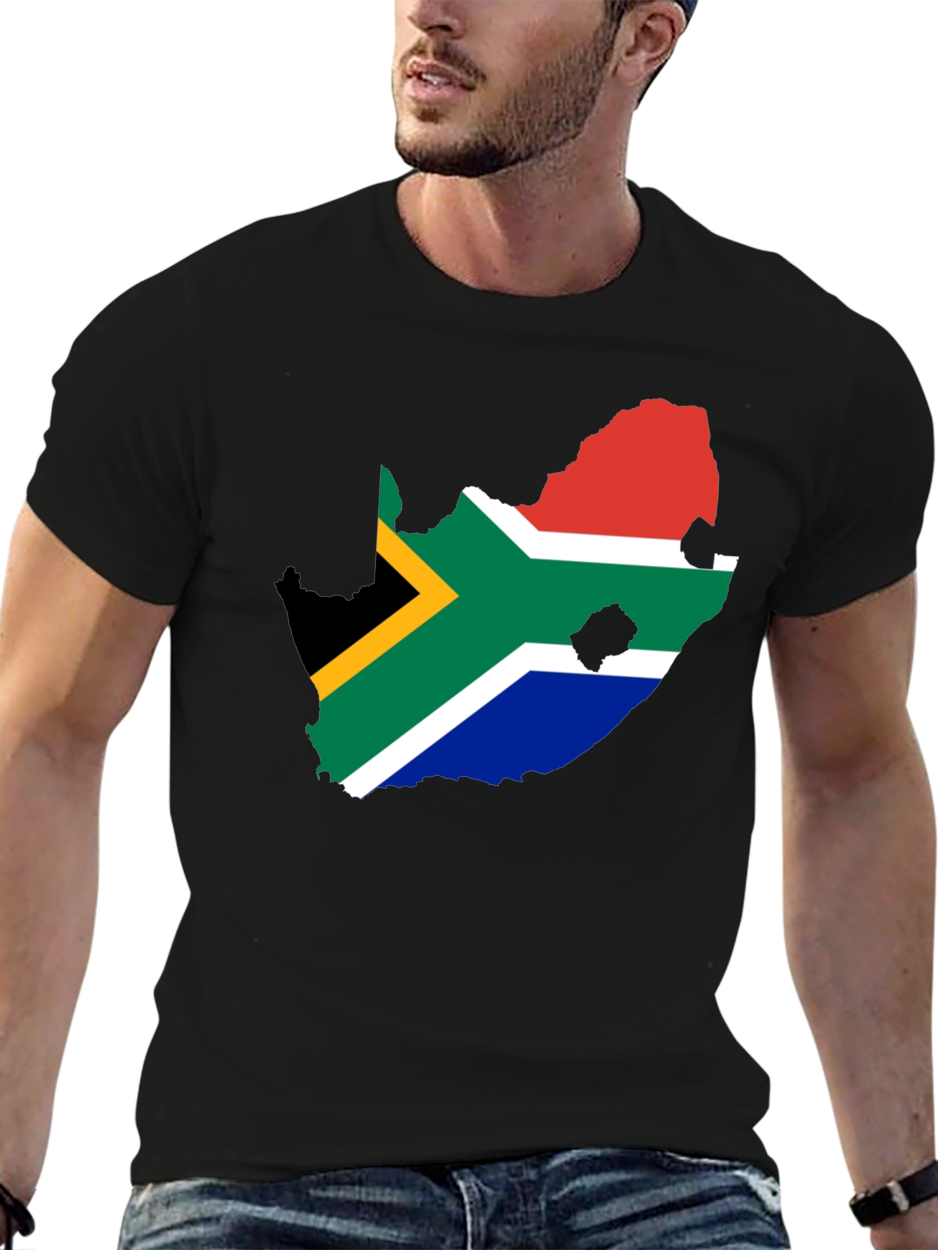 South Africa Flag Map T-Shirt - Black Graphic Tee