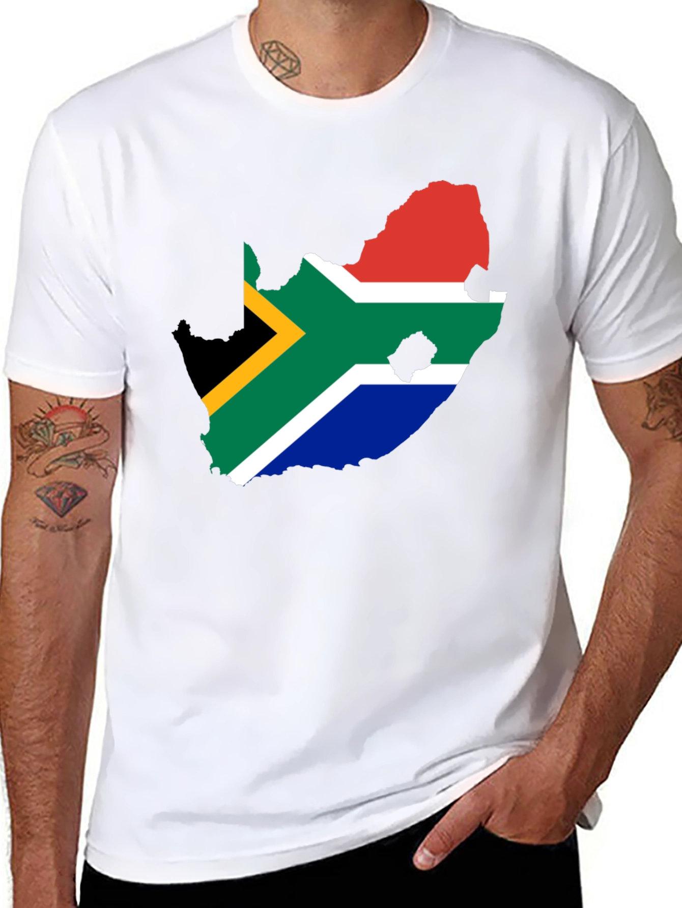 South Africa Flag Map T-Shirt - Black Graphic Tee
