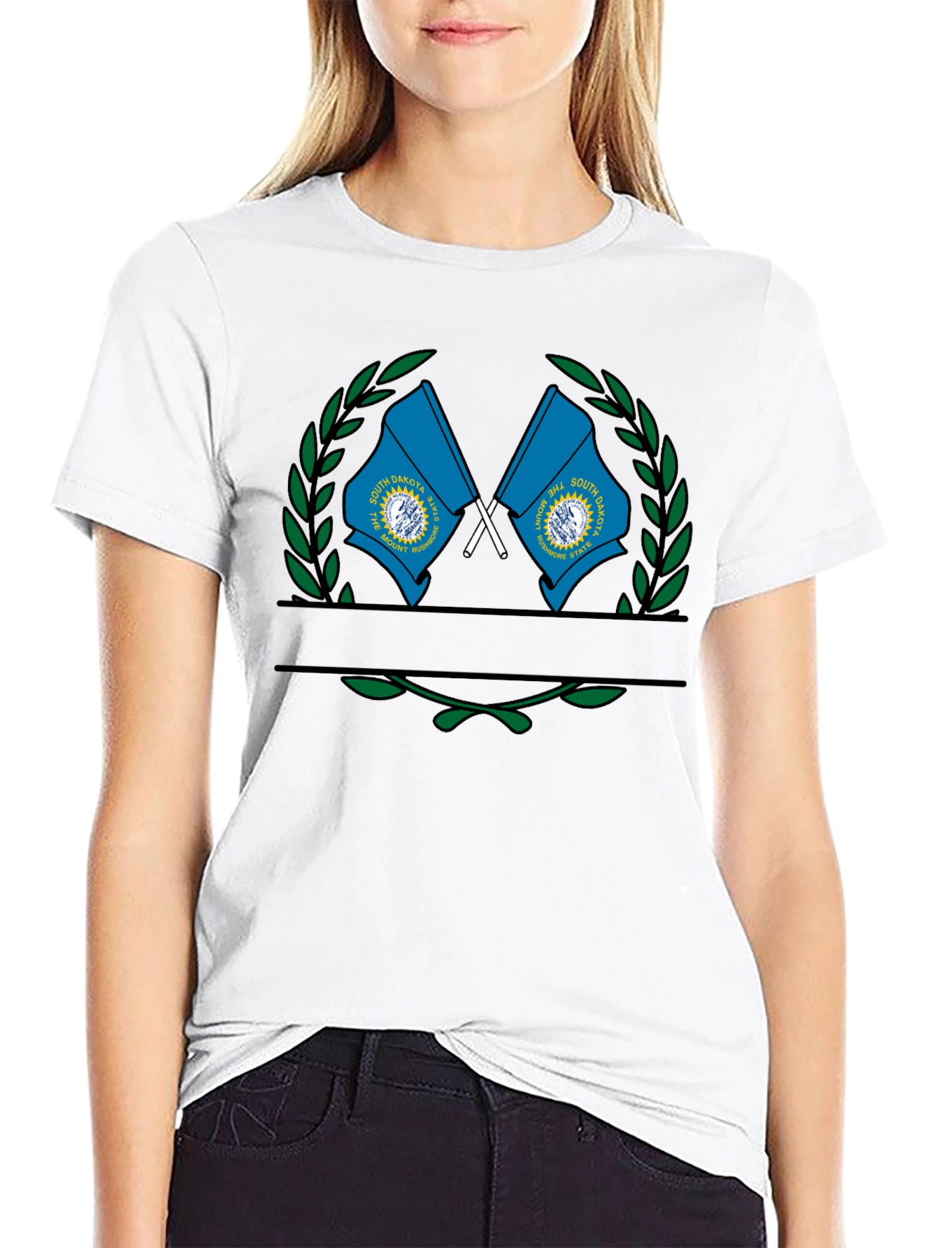 South Dakota State Flag Wreath Graphic T-Shirt