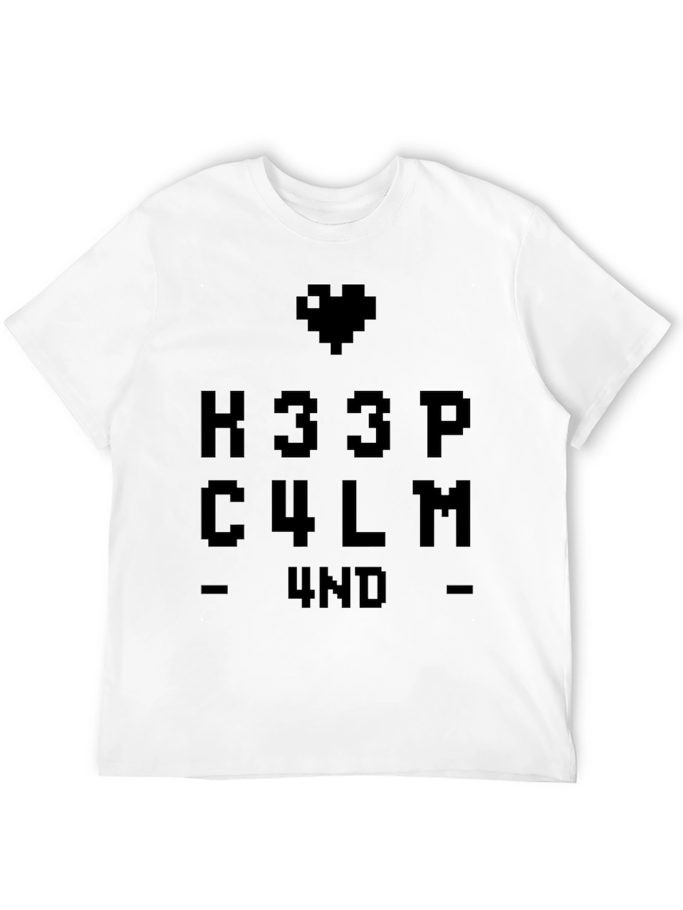 Keep Calm Pixel Heart Graphic T-Shirt