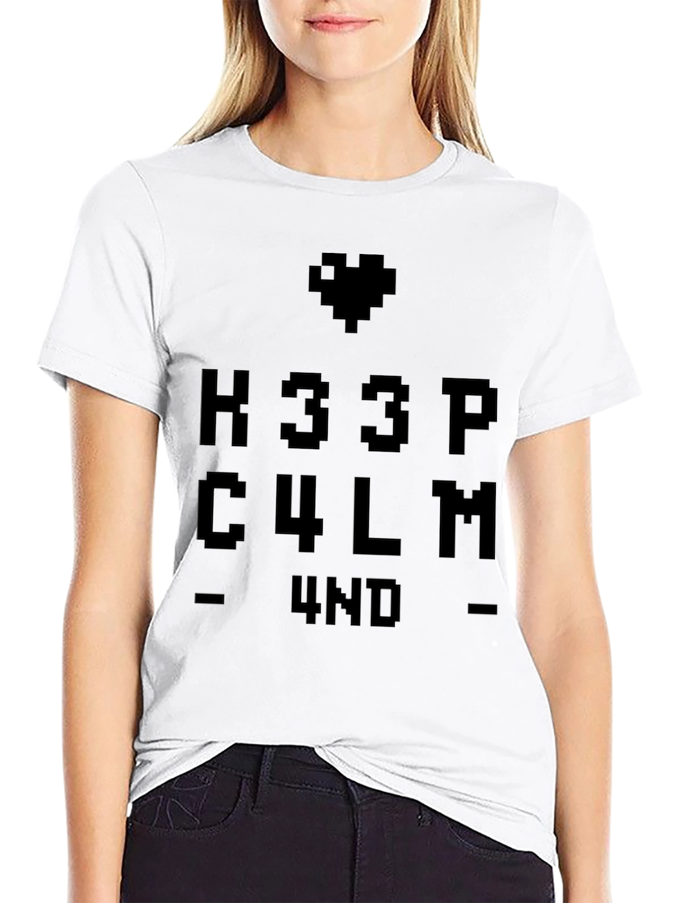 Keep Calm Pixel Heart Graphic T-Shirt