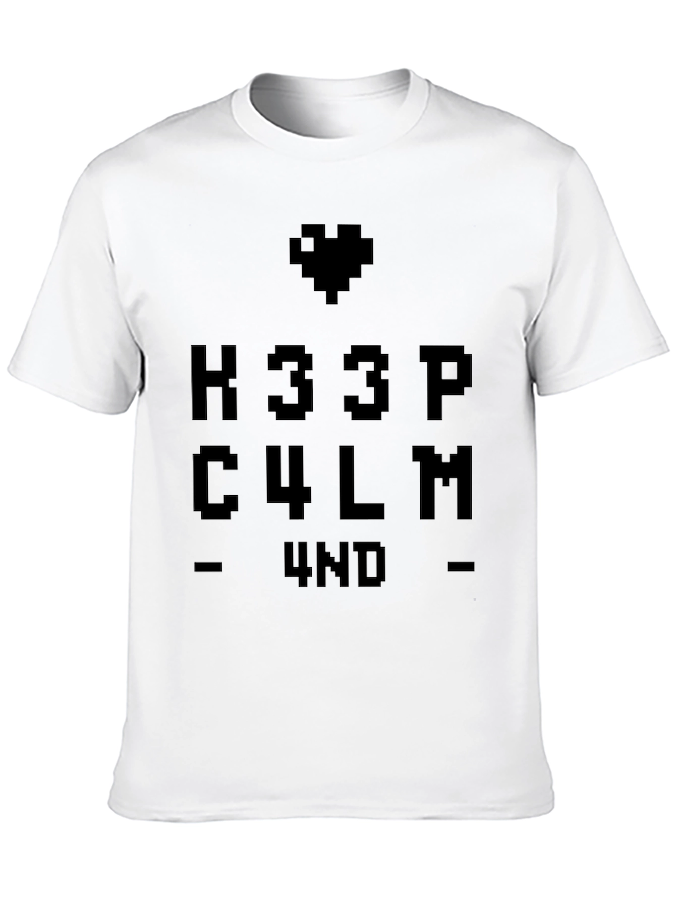 Keep Calm Pixel Heart Graphic T-Shirt
