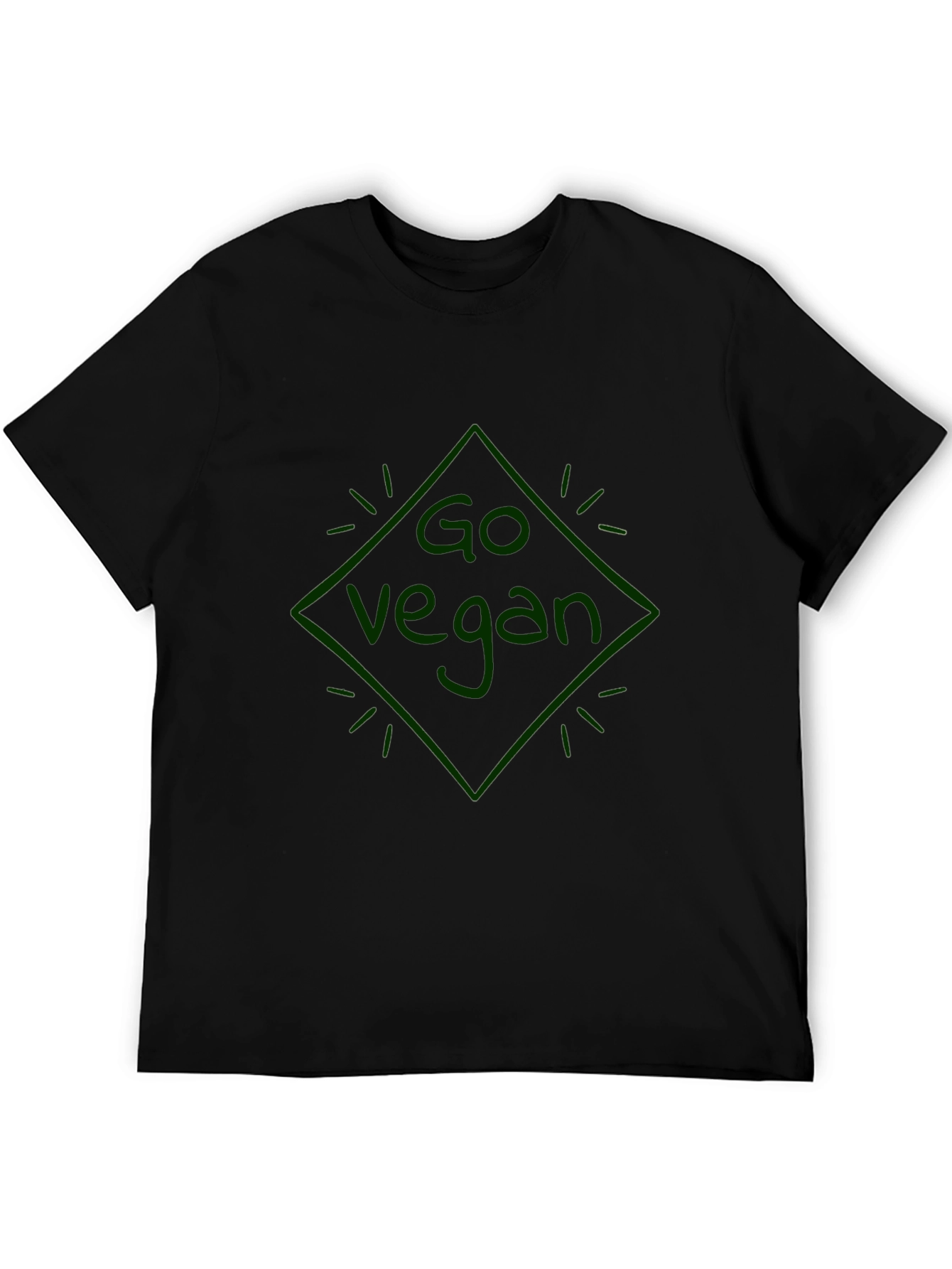 Go Vegan Diamond Graphic Black T-Shirt