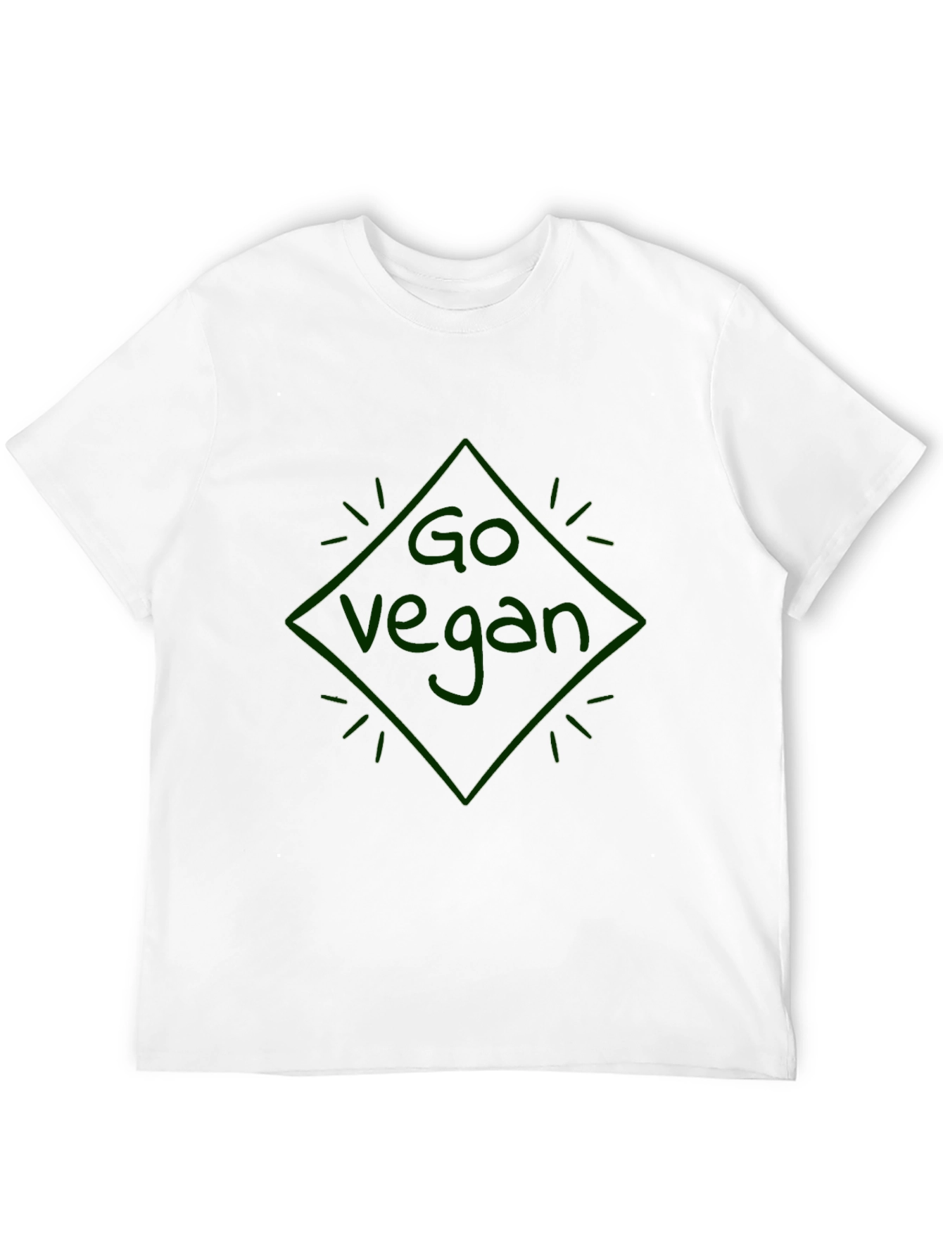 Go Vegan Diamond Graphic Black T-Shirt