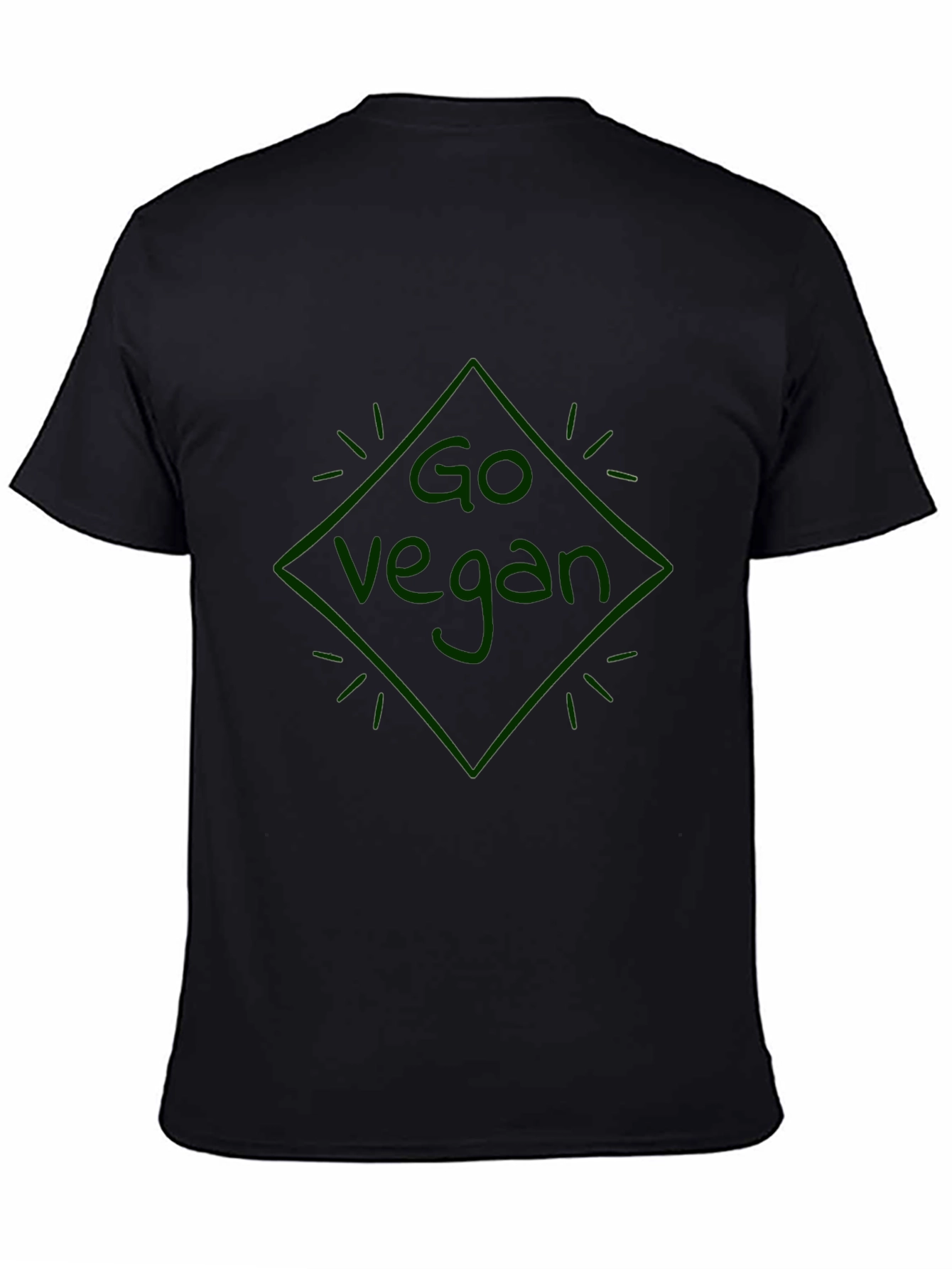 Go Vegan Diamond Graphic Black T-Shirt