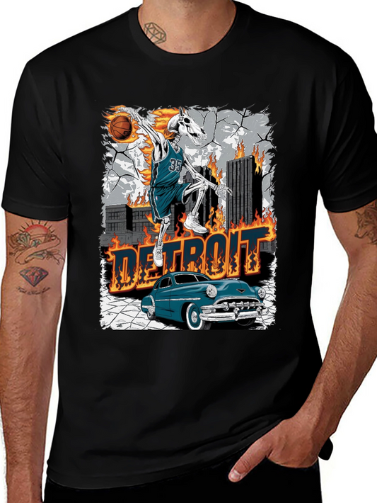 Detroit Skeleton Basketball T-Shirt