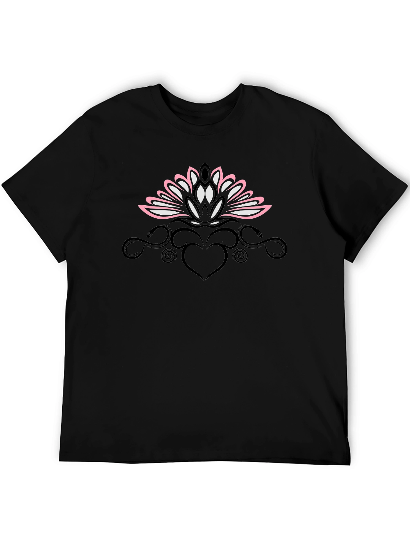 Lotus Heart Graphic Tee - Black