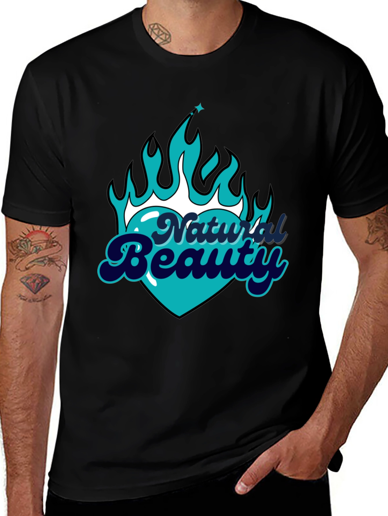 Natural Beauty Graphic Tee - Black Cotton Comfort