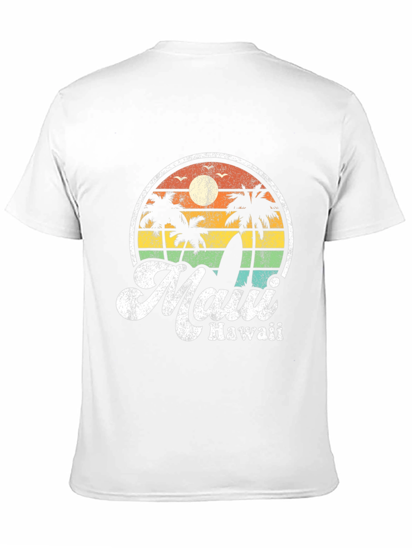 Retro Maui Hawaii T-Shirt - Palm Trees Surfboard