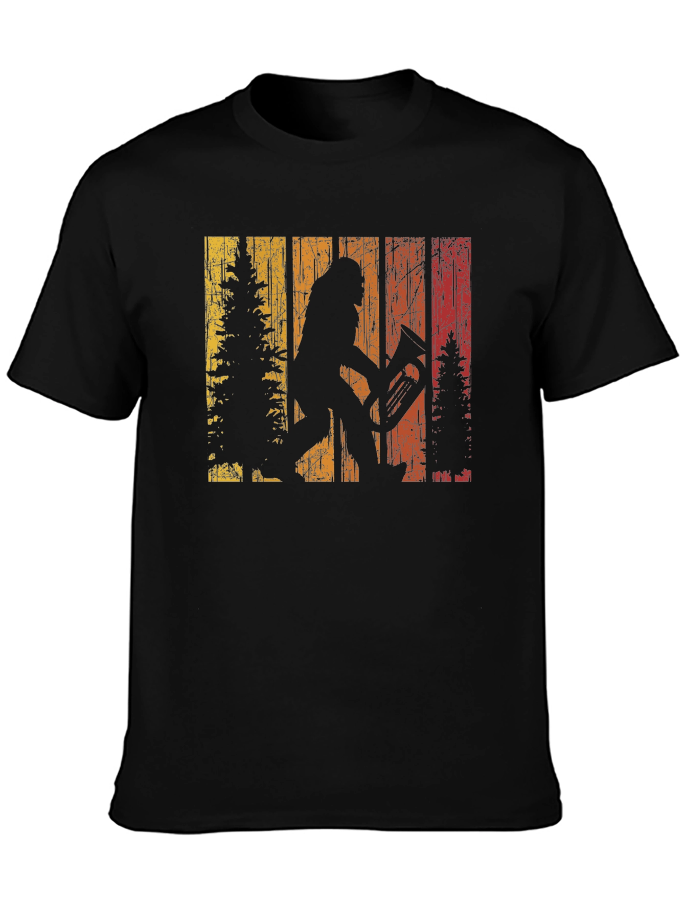 Bigfoot Tuba Player Tee - Retro Sasquatch Design