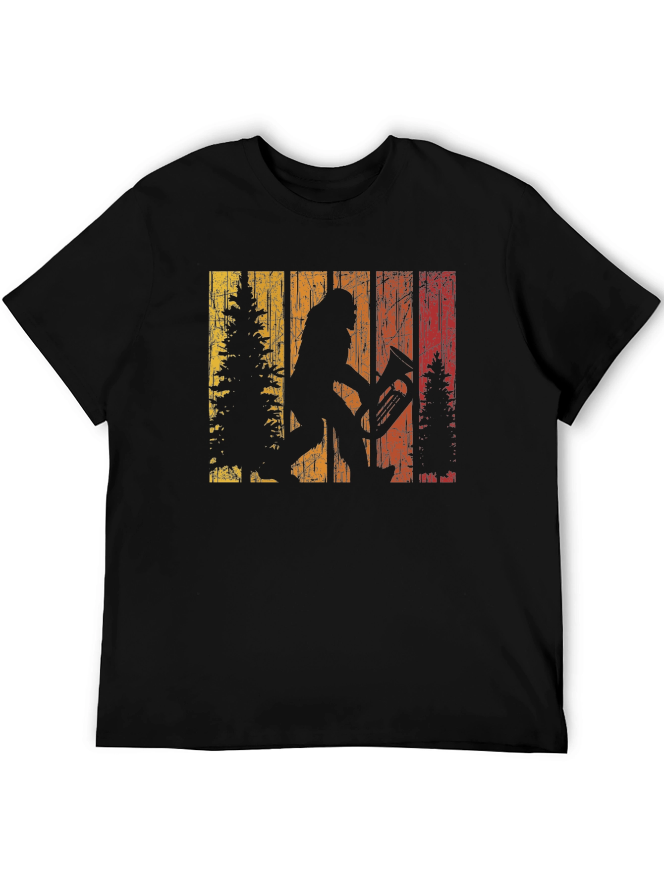 Bigfoot Tuba Player Tee - Retro Sasquatch Design