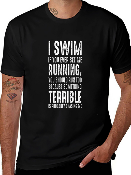 I Swim Funny Graphic T-Shirt - Novelty Swimmer Tee