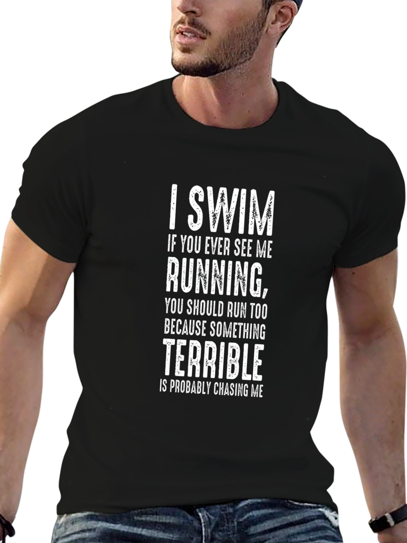 I Swim Funny Graphic T-Shirt - Novelty Swimmer Tee