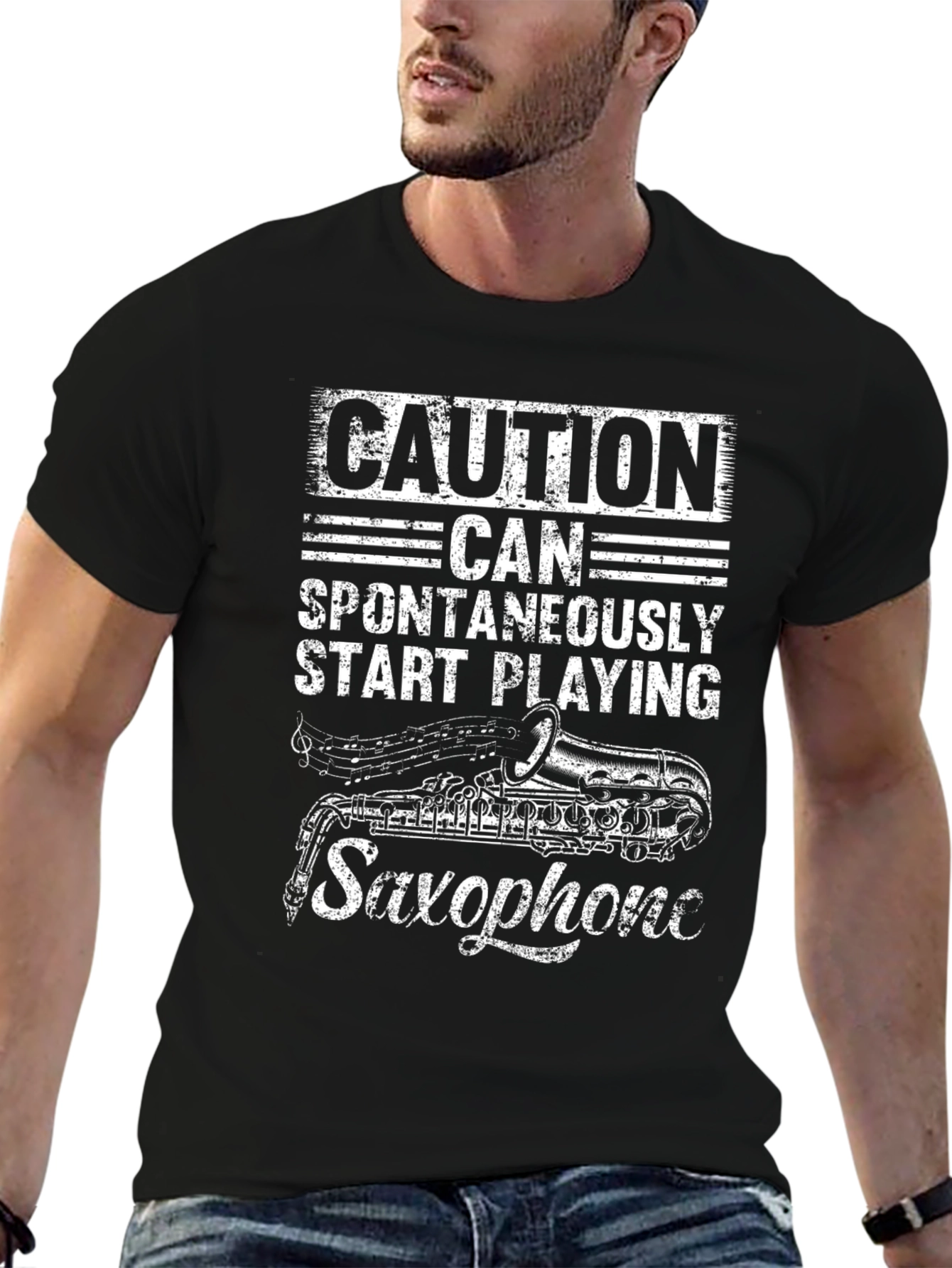 Caution Saxophone T-Shirt - Musician Humor Tee