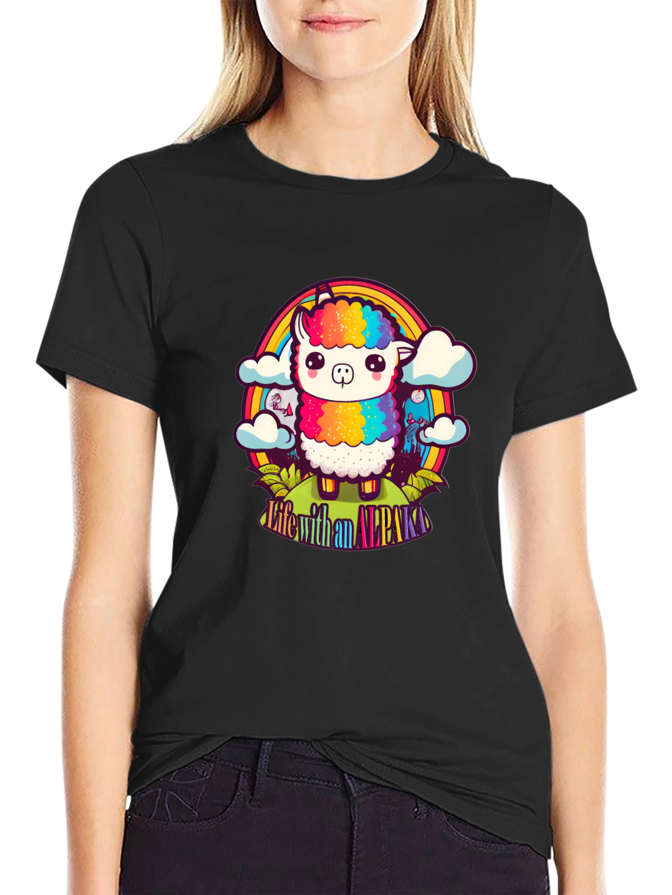 Life with an Alpaca Rainbow T-Shirt