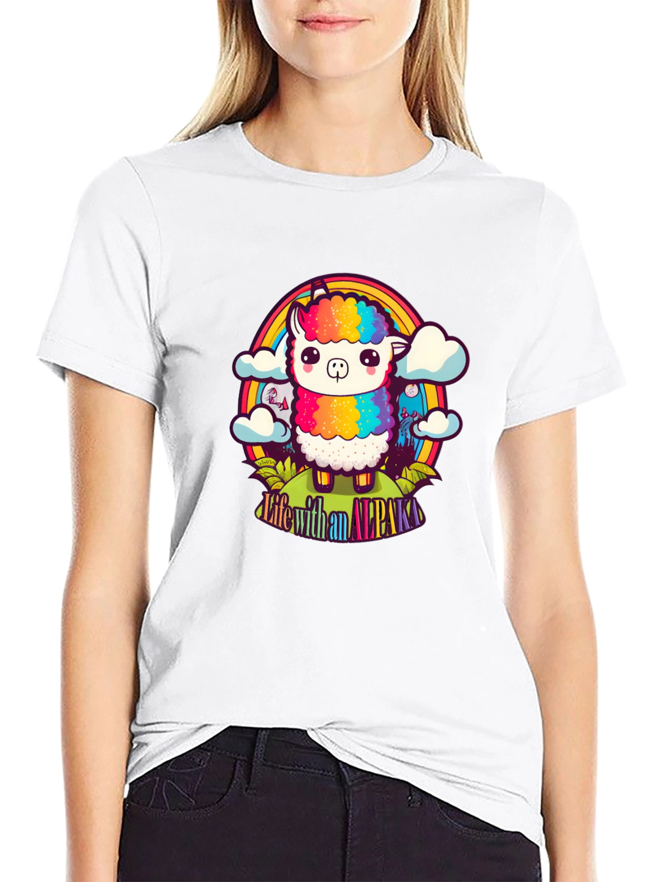 Life with an Alpaca Rainbow T-Shirt