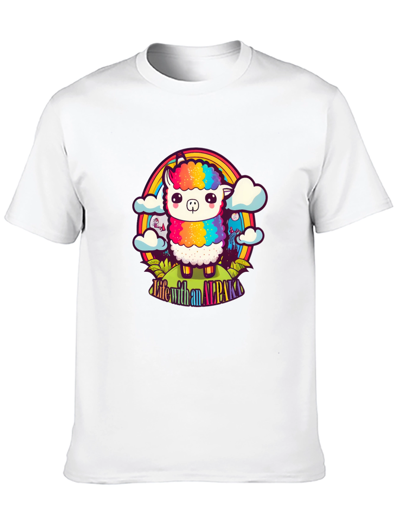 Life with an Alpaca Rainbow T-Shirt