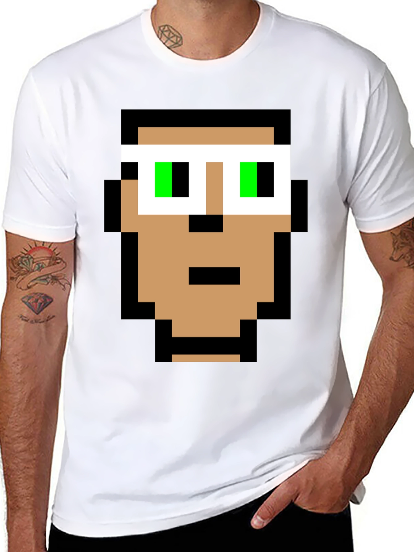 Pixelated Face T-Shirt - Retro Gaming Style