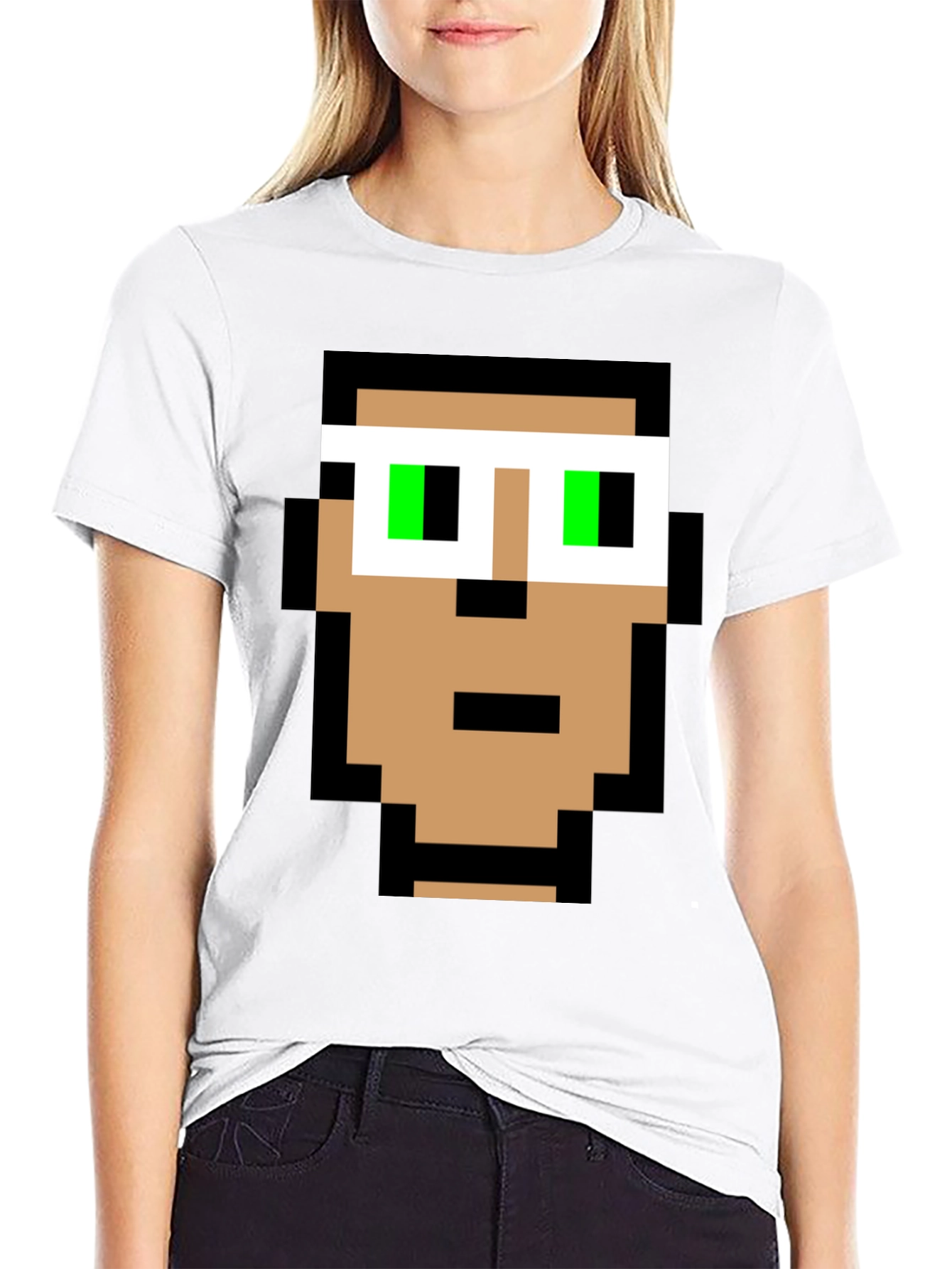 Pixelated Face T-Shirt - Retro Gaming Style