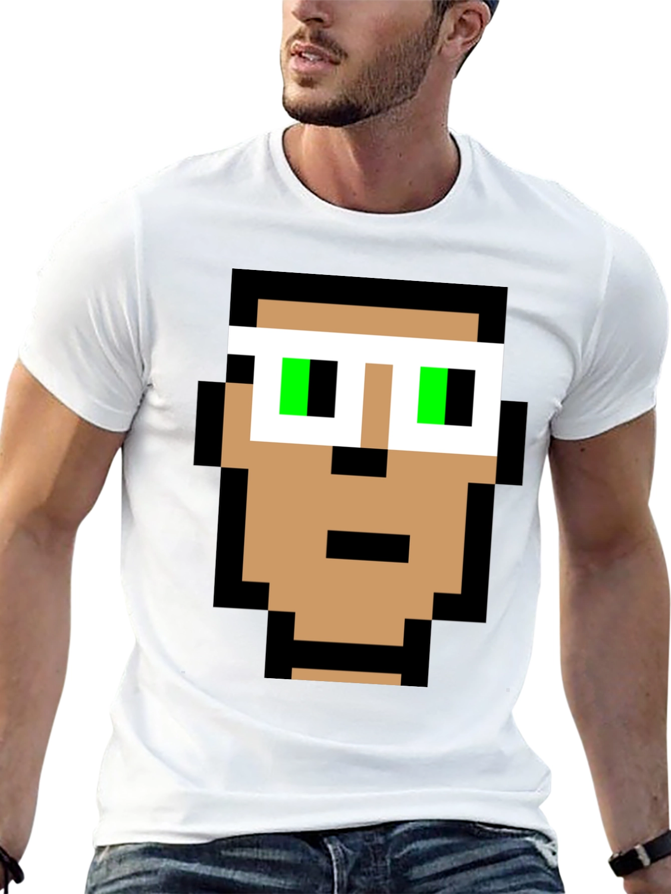 Pixelated Face T-Shirt - Retro Gaming Style