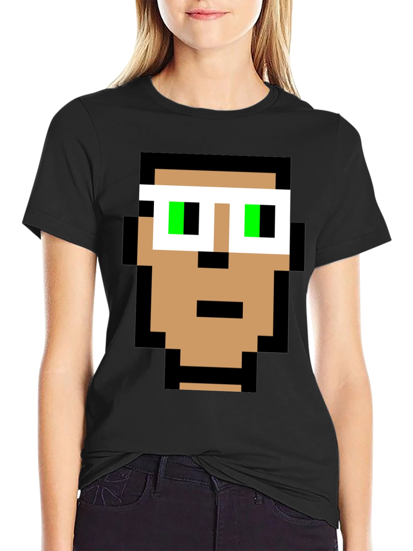 Pixelated Face T-Shirt - Retro Gaming Style