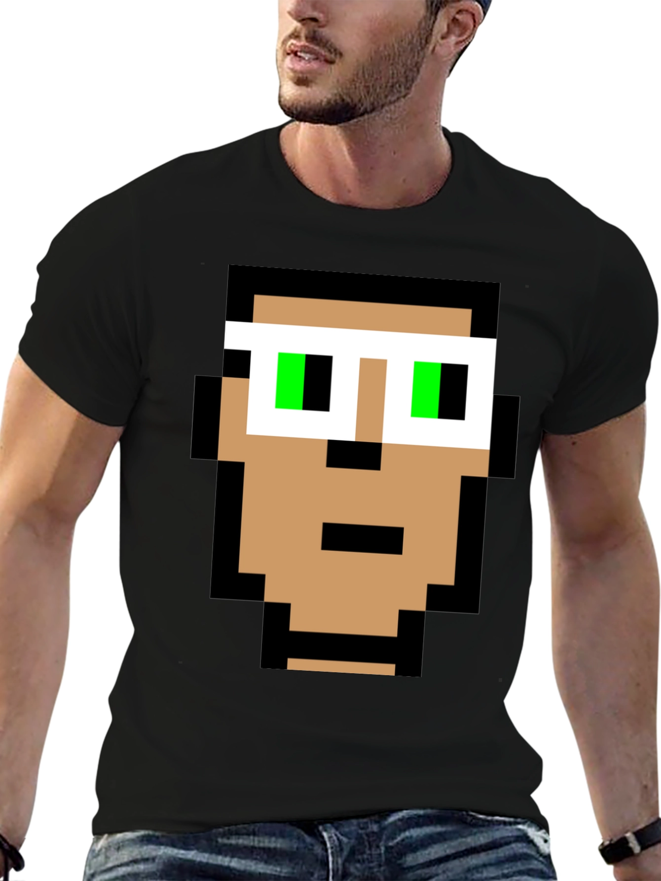 Pixelated Face T-Shirt - Retro Gaming Style