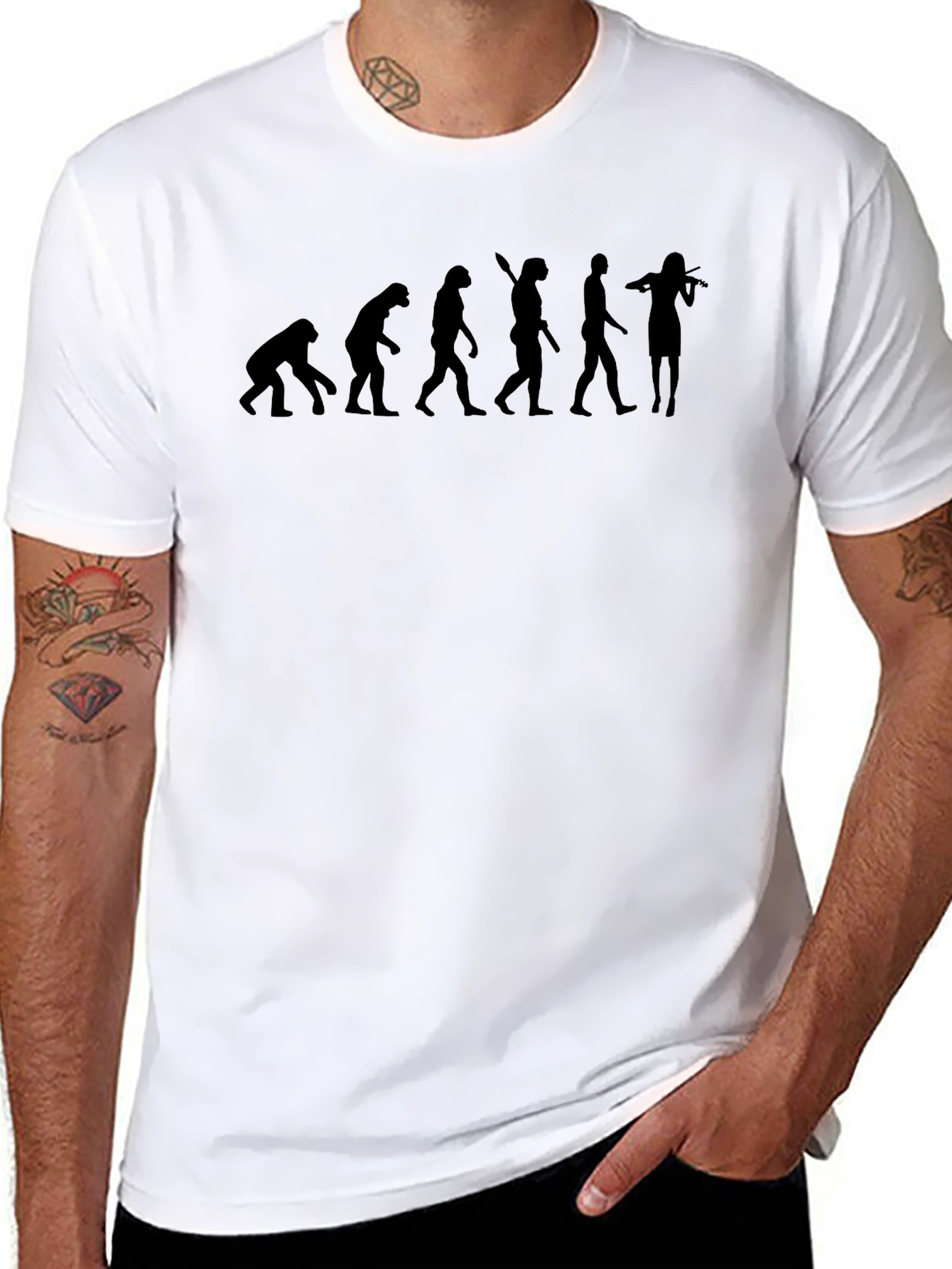 Evolution of Musician Mens Black T-Shirt