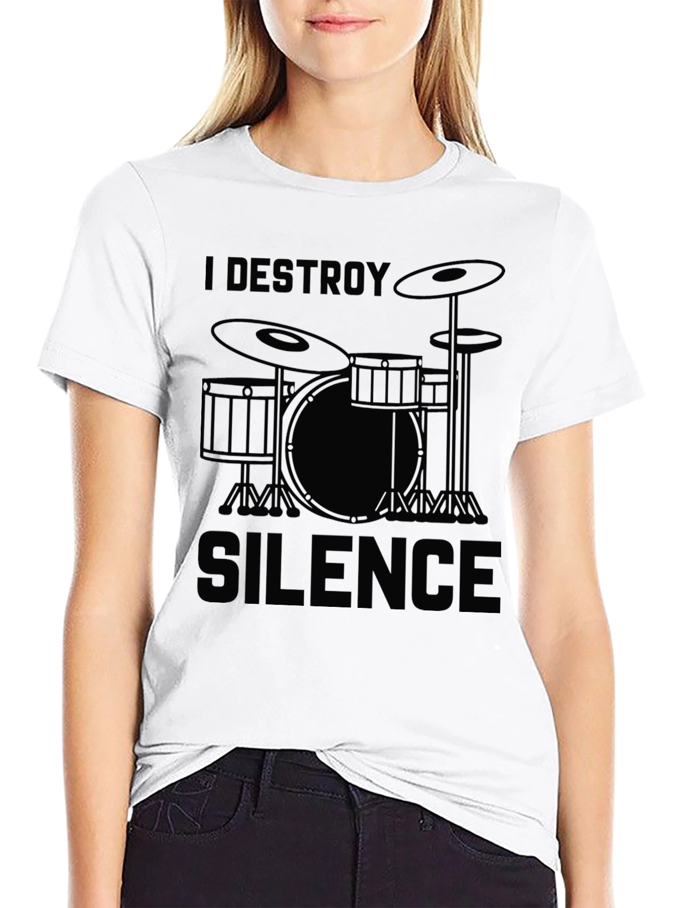 I Destroy Silence Drummer T-Shirt - Black Graphic Tee