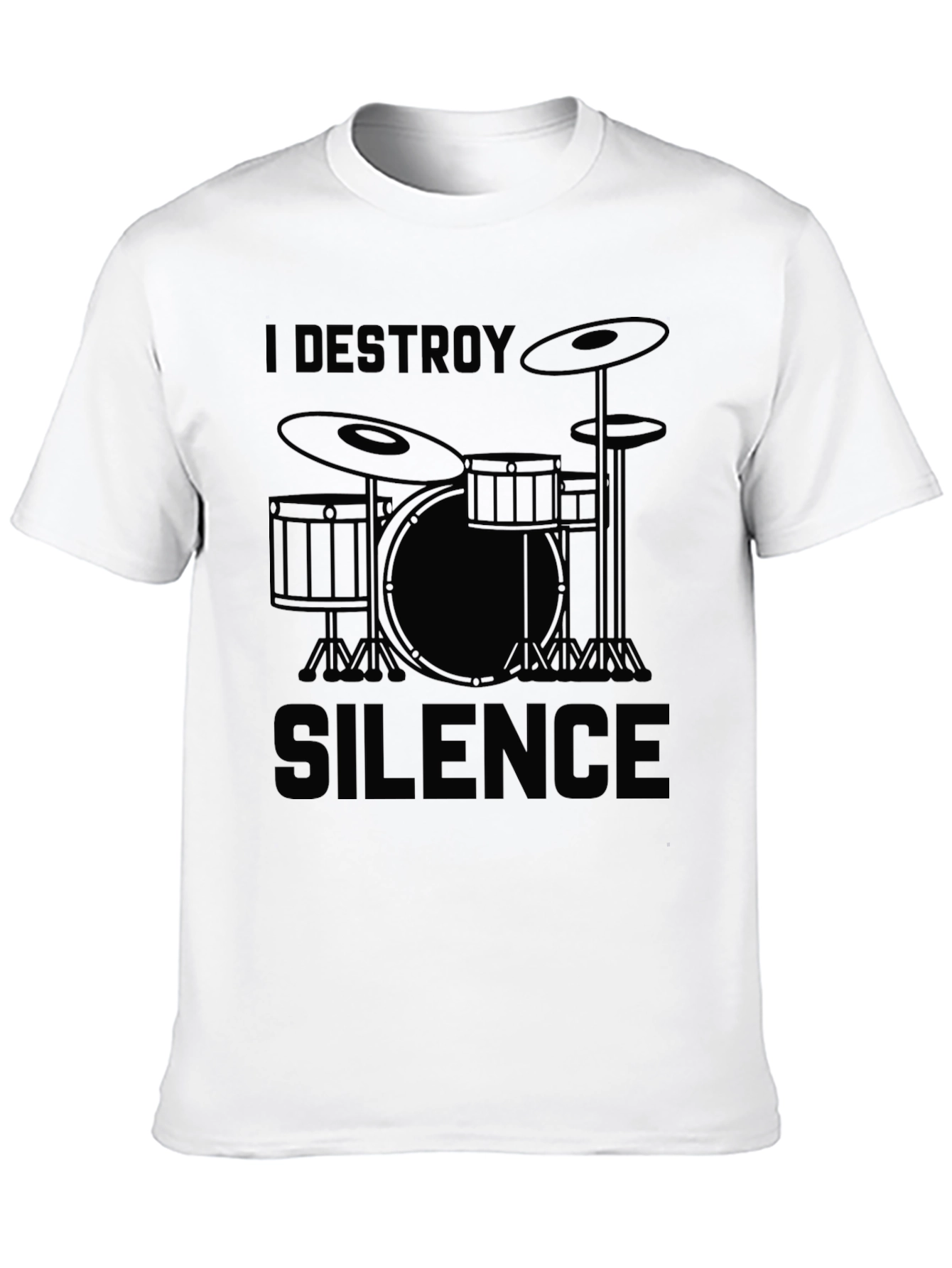 I Destroy Silence Drummer T-Shirt - Black Graphic Tee