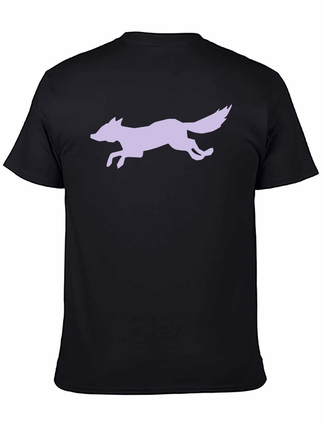 Black T-Shirt with Lavender Fox Graphic