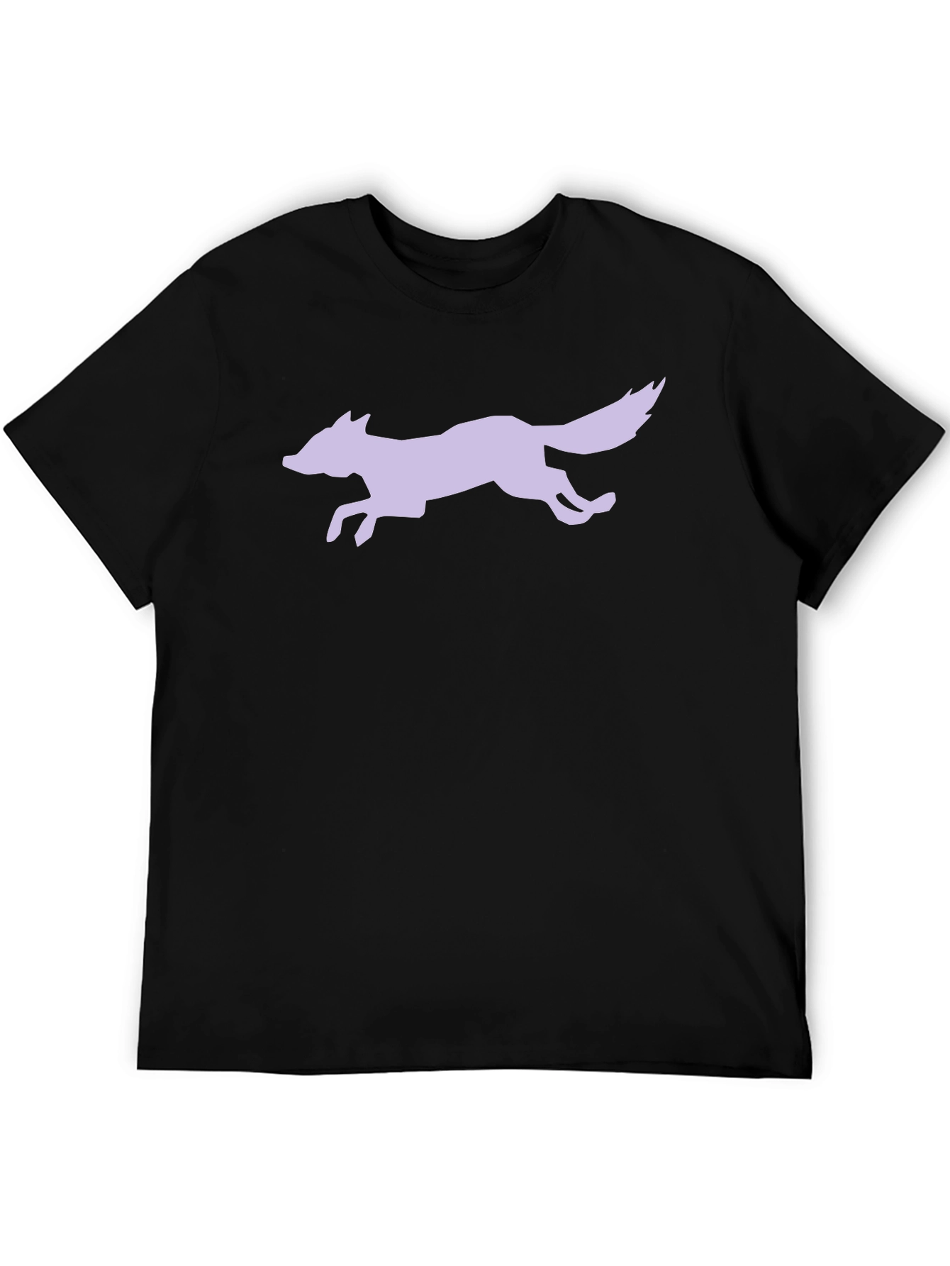 Black T-Shirt with Lavender Fox Graphic