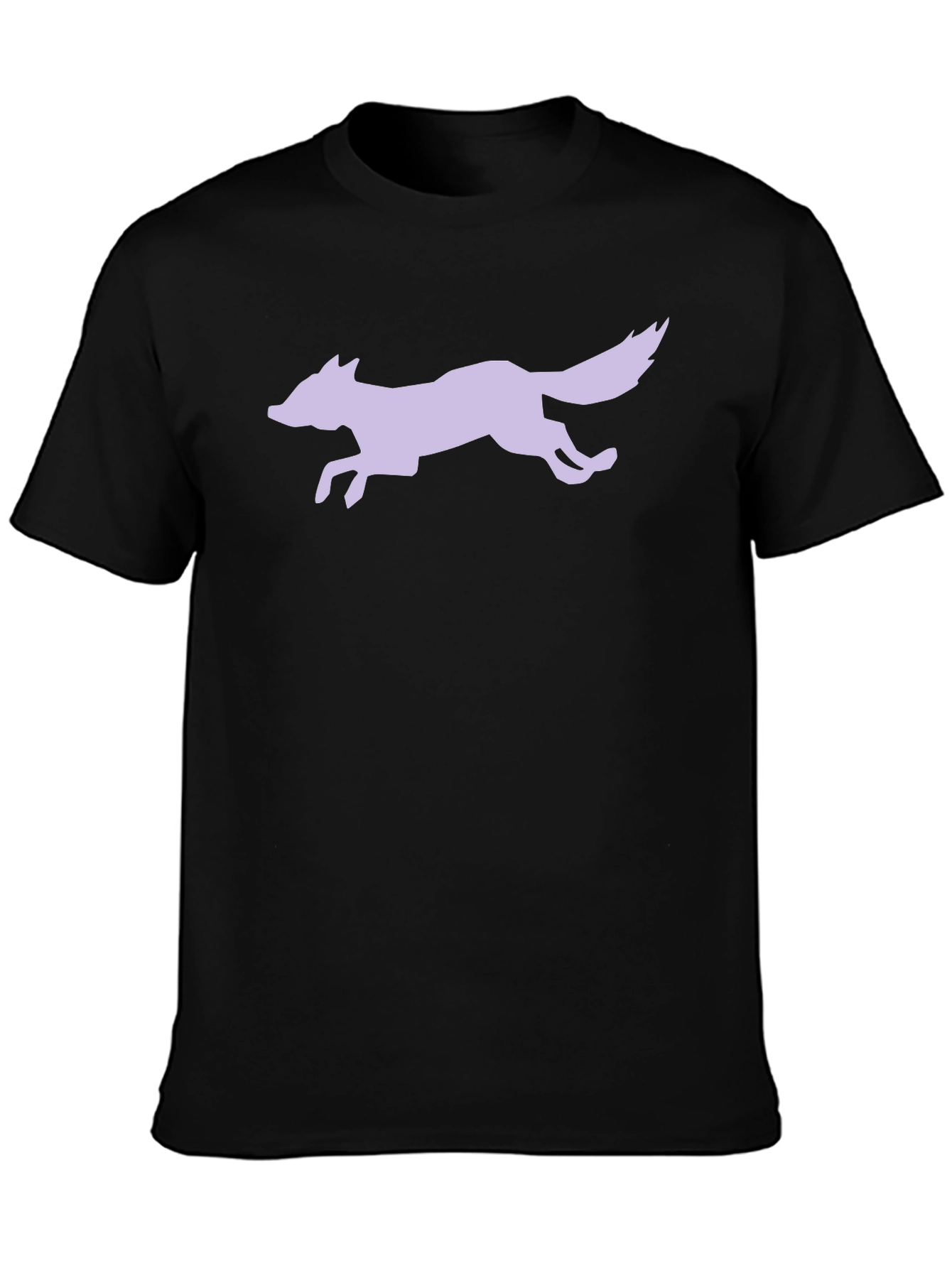 Black T-Shirt with Lavender Fox Graphic