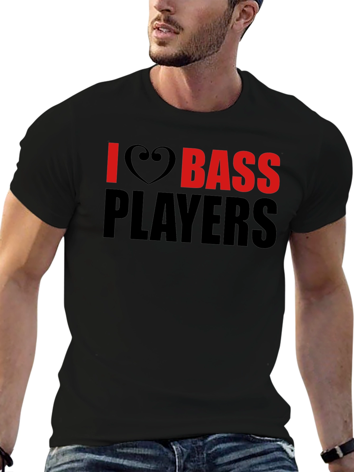 I Heart Bass Players Black T-Shirt