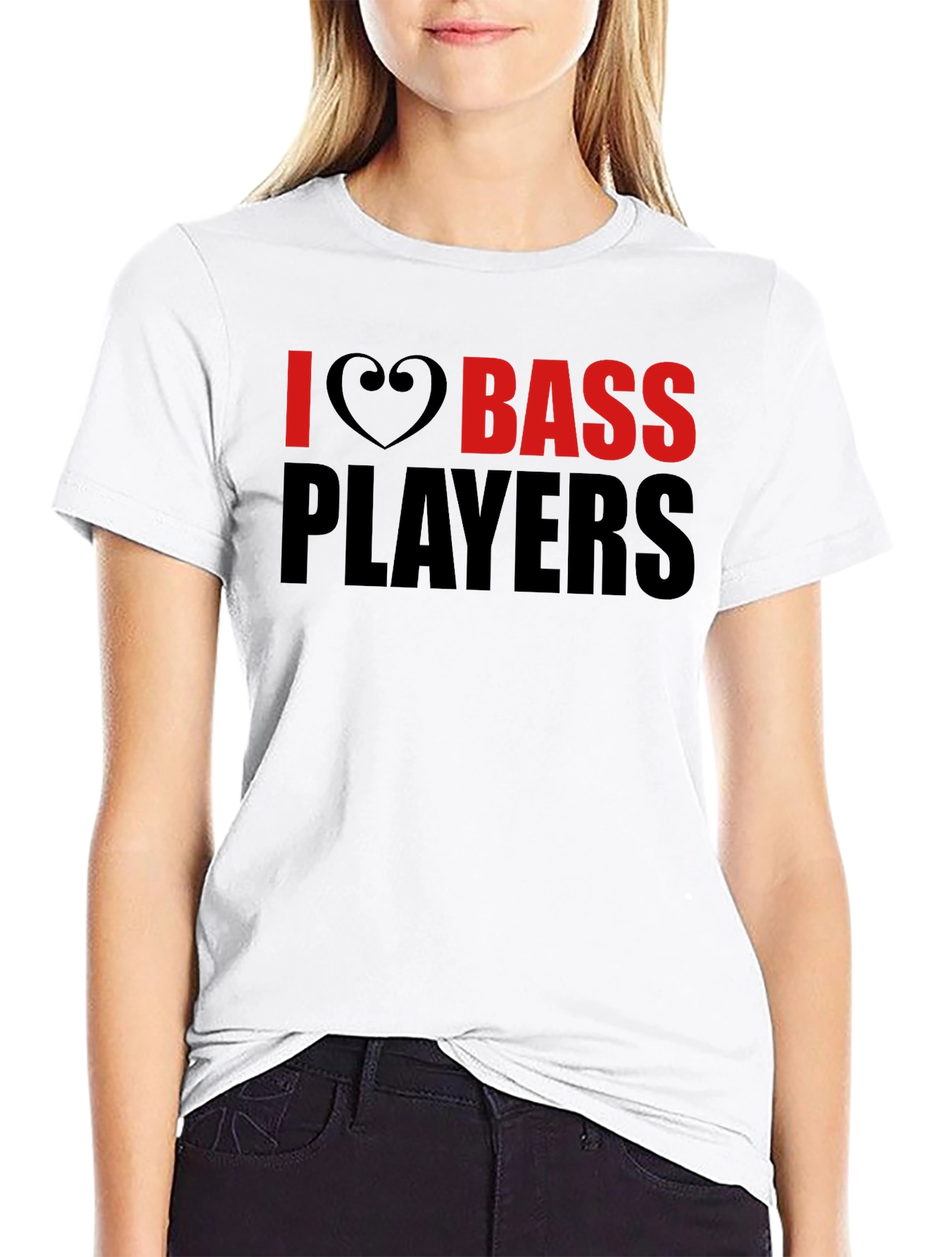 I Heart Bass Players Black T-Shirt